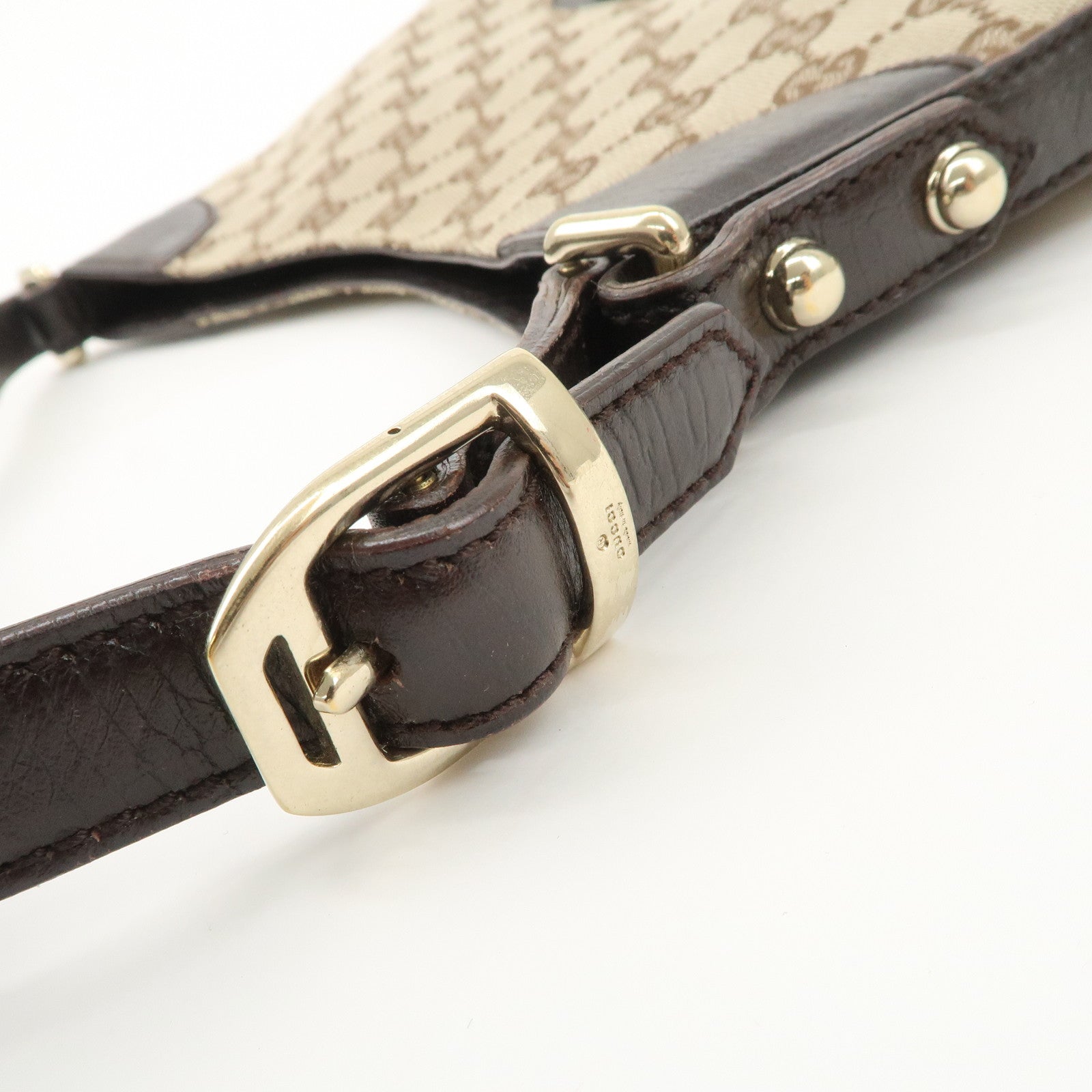 GUCCI Horsebit Sherry GG Canvas Leather Shoulder Bag Beige 137288 Used