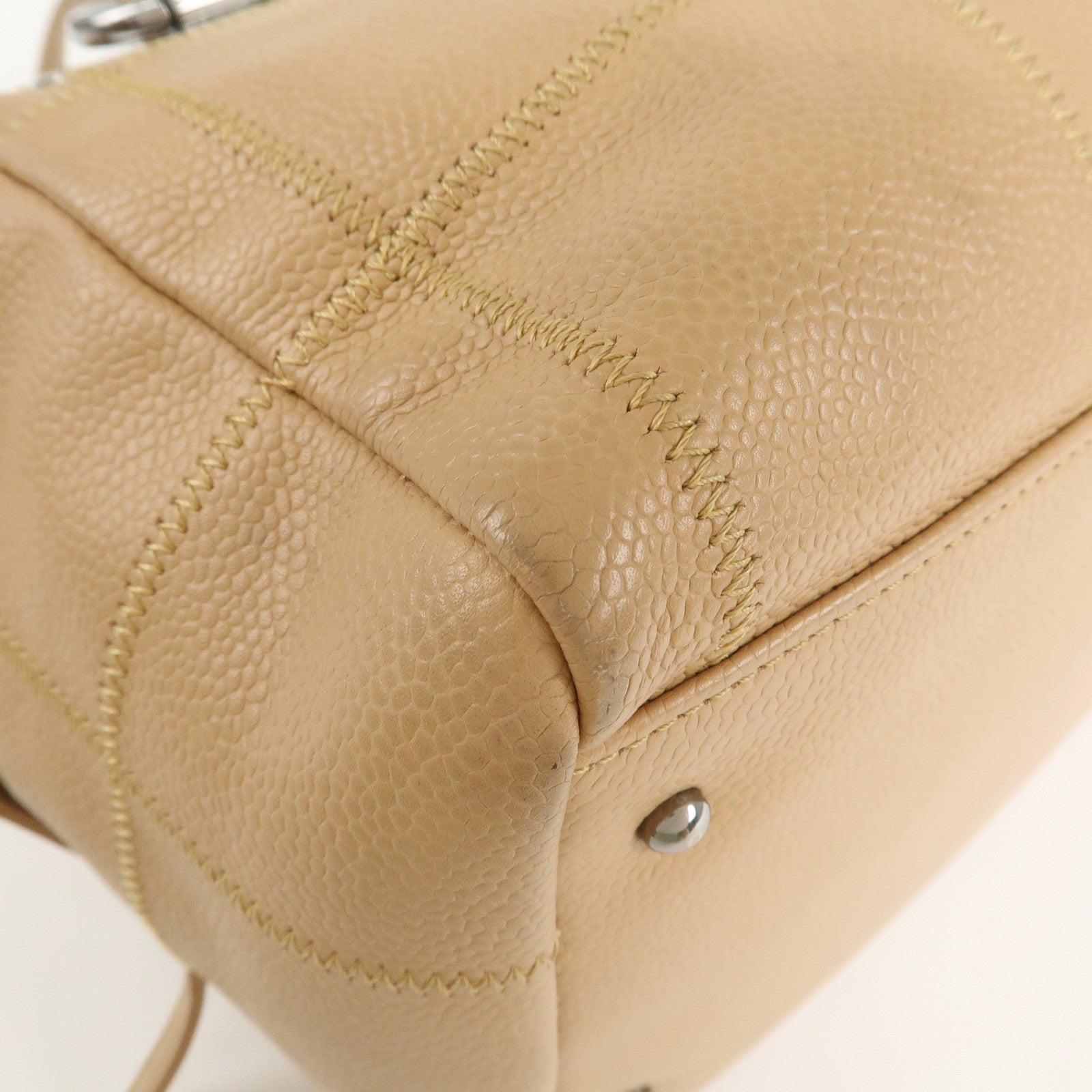 CHANEL Chocolate Bar Caviar Skin Mini Boston Bag Shoulder Bag Used