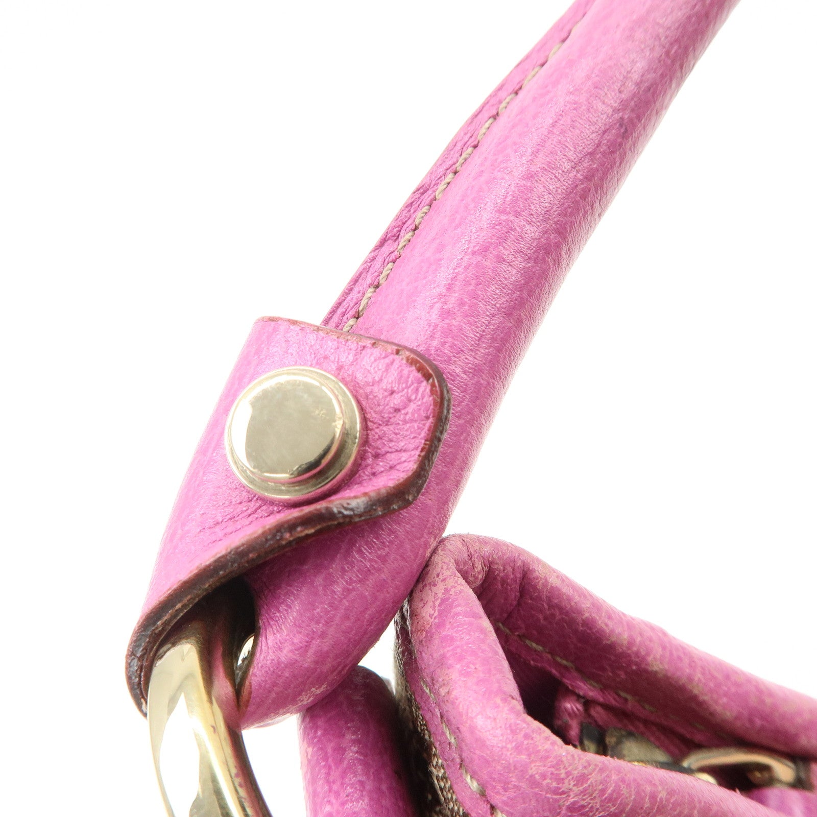 GUCCI Abbey GG Canvas Leather Shoulder Bag Beige Pink 130739 Used