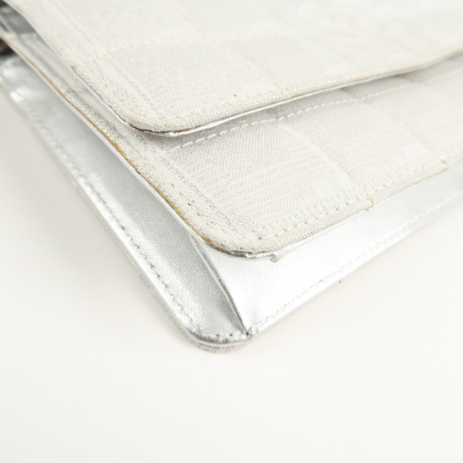 Chanel New Travel Line Nylon Jacquard Leather Chain Wallet A15772 Used