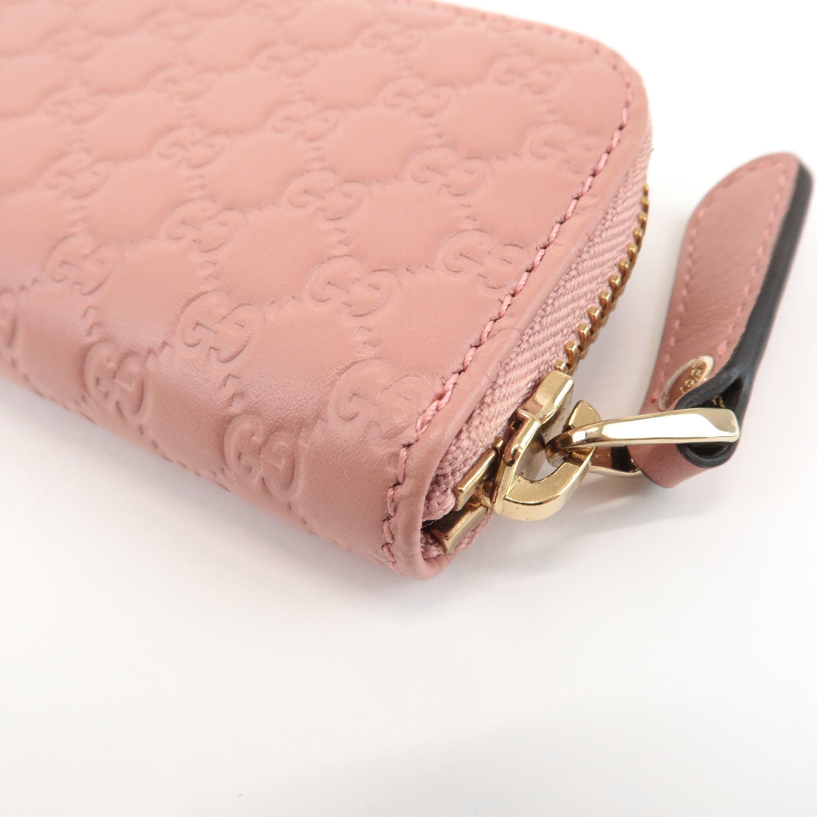 GUCCI Micro Guccissima Leather Mini Coin Case Pink 449896 Used