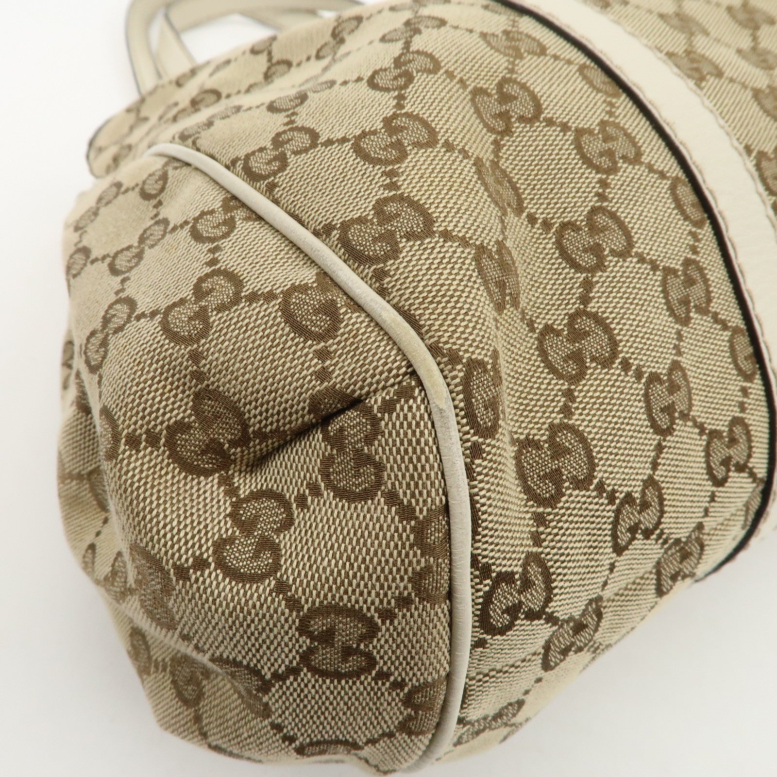 GUCCI Sherry GG Canvas Leather Hand Bag Beige Brown 233609 Used