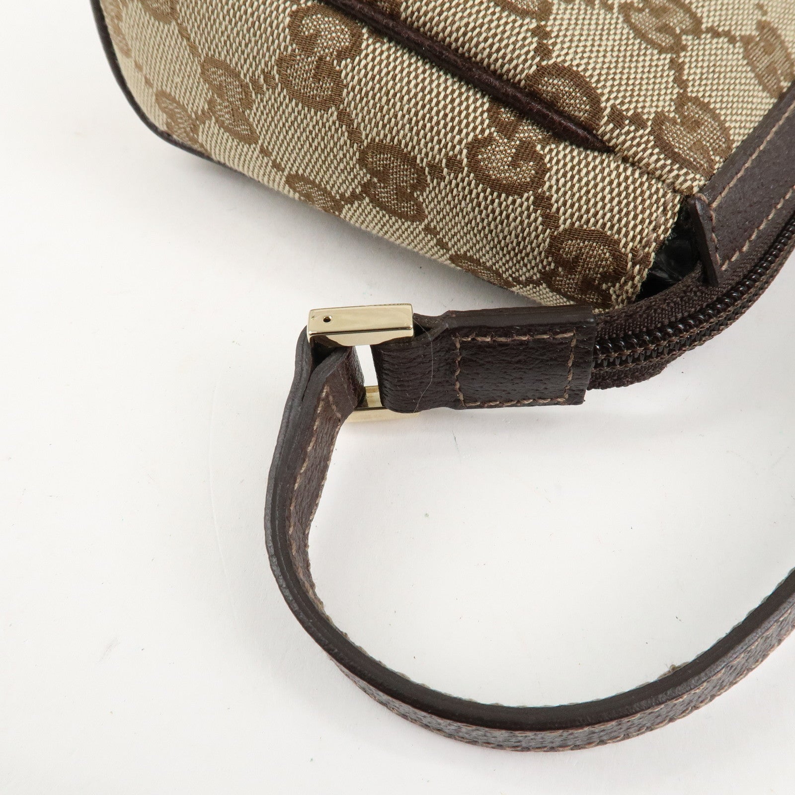 GUCCI Abbey GG Canvas Leather Shoulder Bag Beige Dark Brown 145750 Used