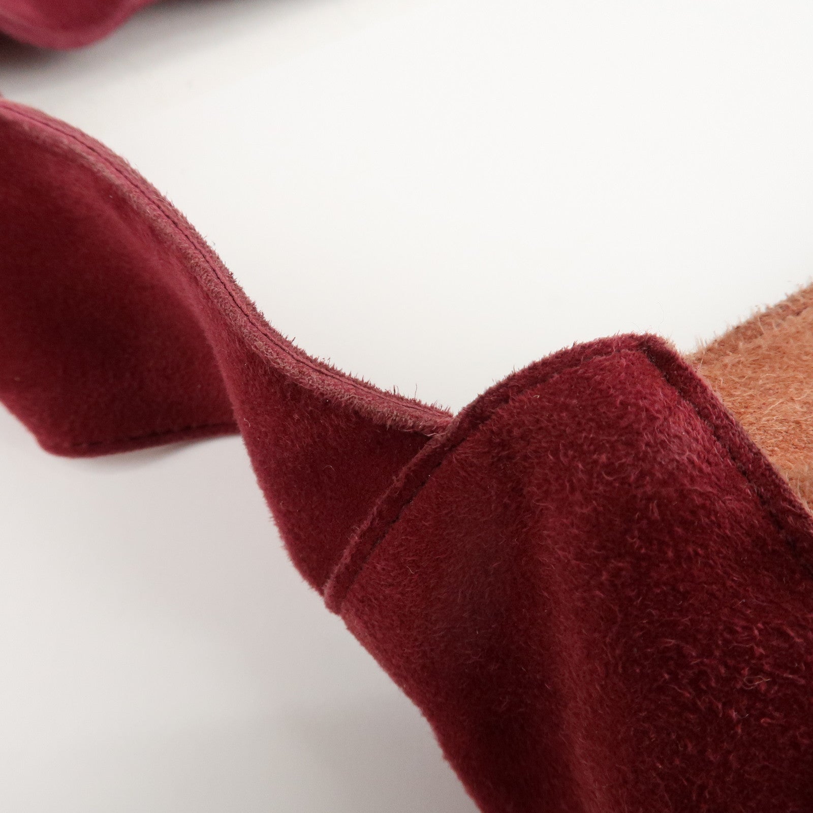 CHANEL Suede Patchwork Shoulder Bag Beige Brown Wine Red Used