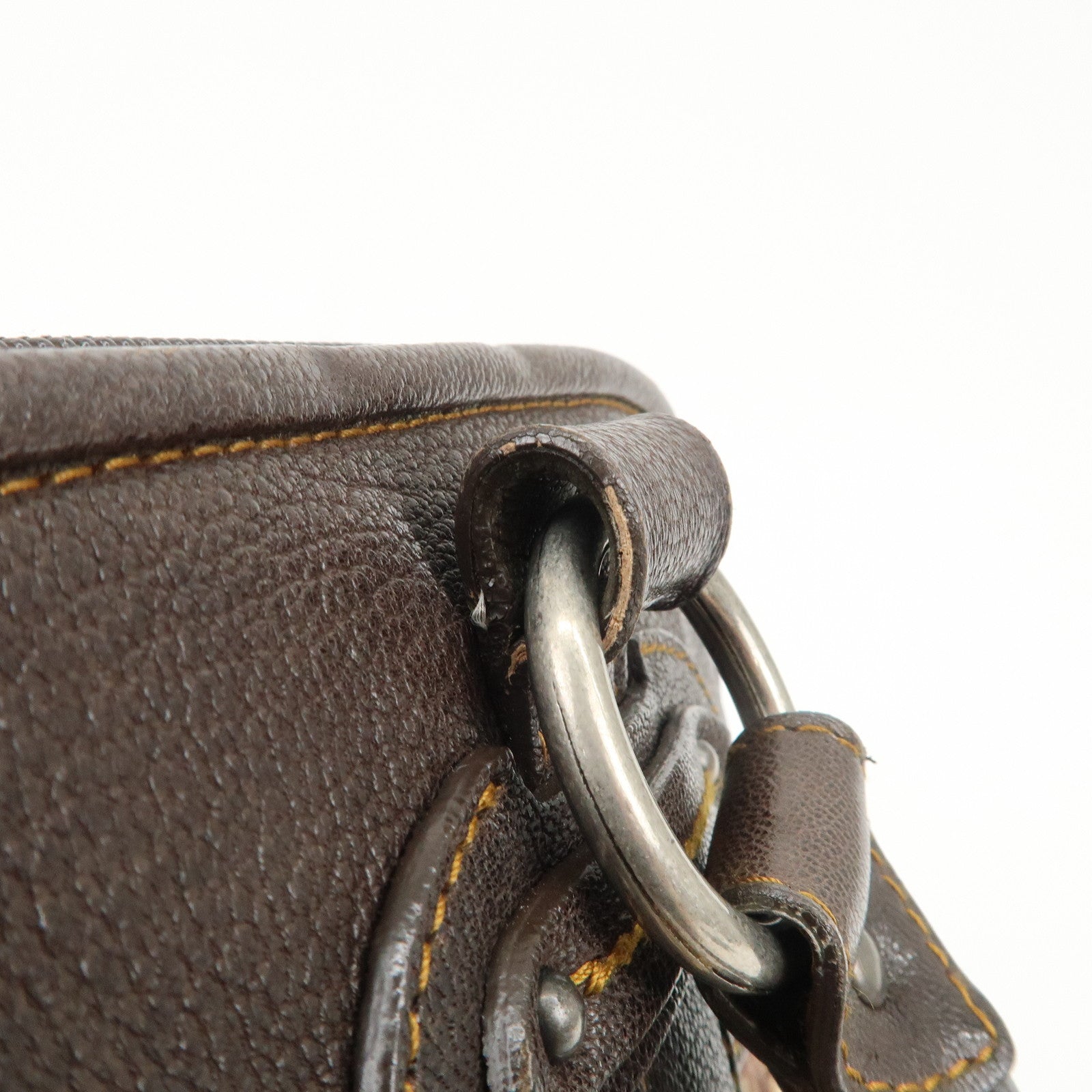 Christian Dior Logo Trotter Canvas Leather Boston Bag Beige Brown Used