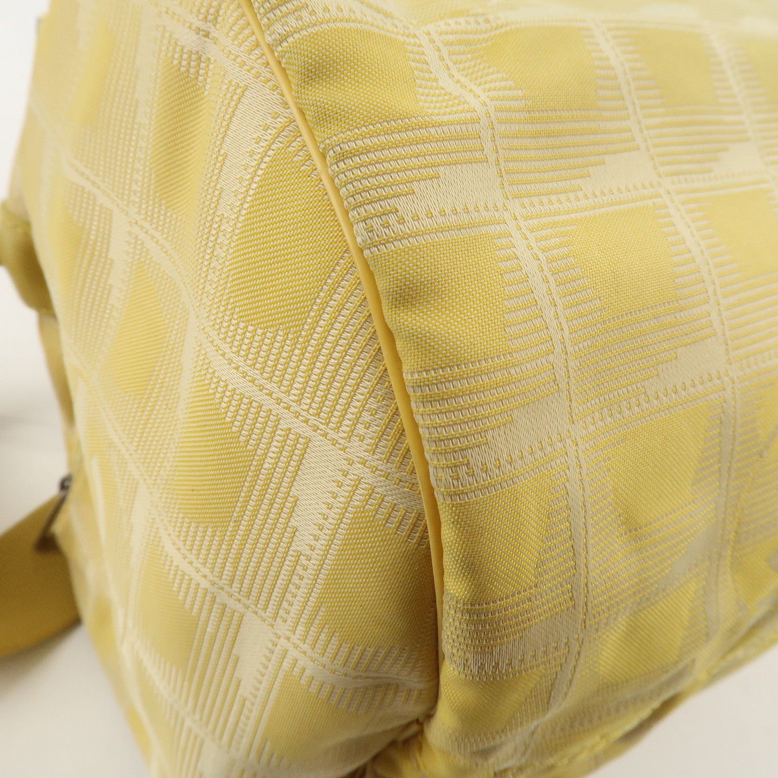 CHANEL New Travel Line Nylon Jacquard Leather Boston Bag A17669 Used