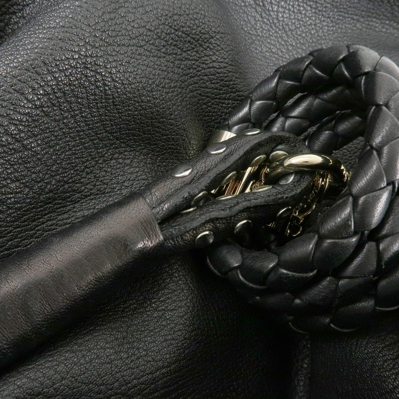 JIMMY CHOO Leather Skybag Shoulder Bag Black Gold Hardware Used