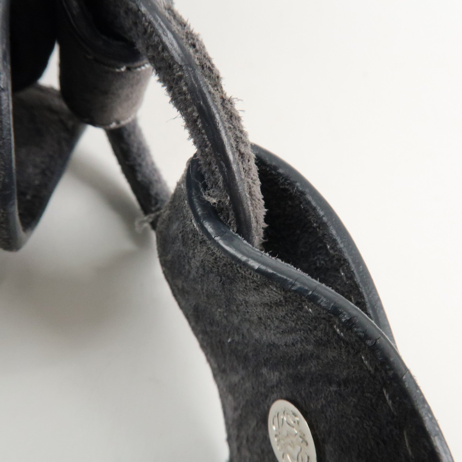 LOEWE Anagram Suede Leather Shoulder Bag Hand Bag Gray Used