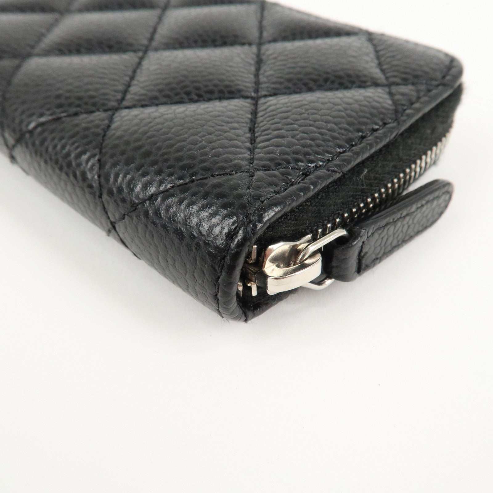 CHANEL Matelasse Caviar Skin Around Zipper Coin Case Black AP0216 Used