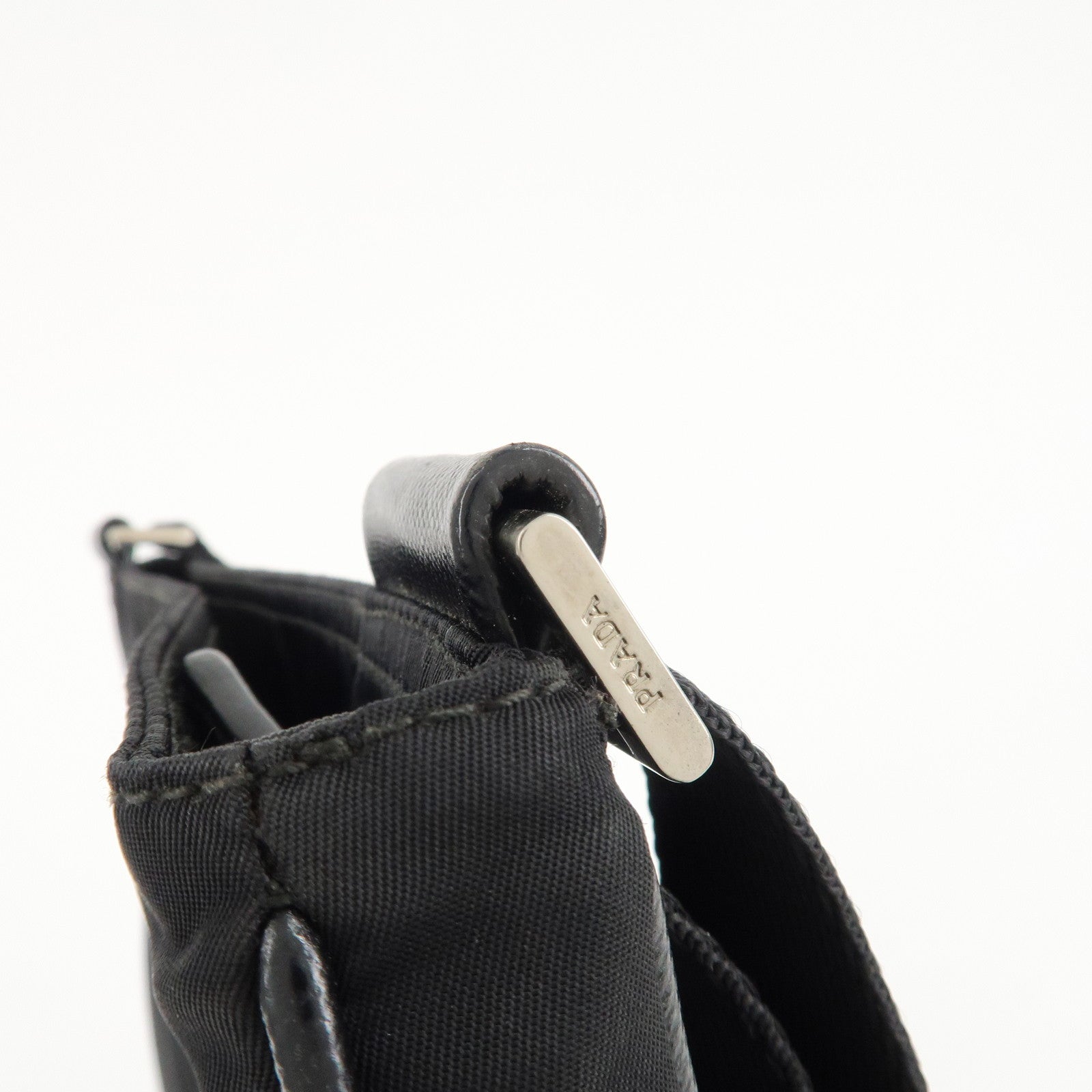 PRADA Logo Nylon Leather Shoulder Bag Crossbody Bag Black Used