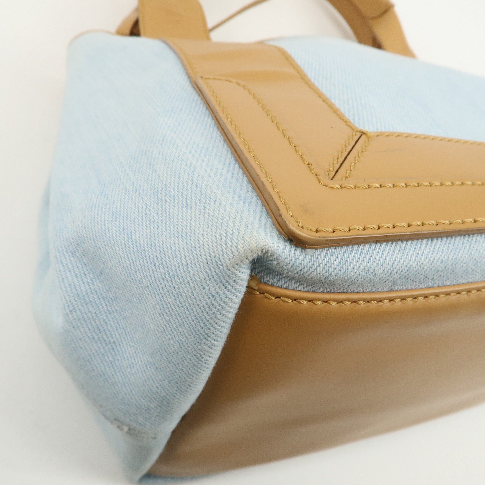 BALENCIAGA Navy Cabas S Canvas Leather Tote Bag 339933 Used