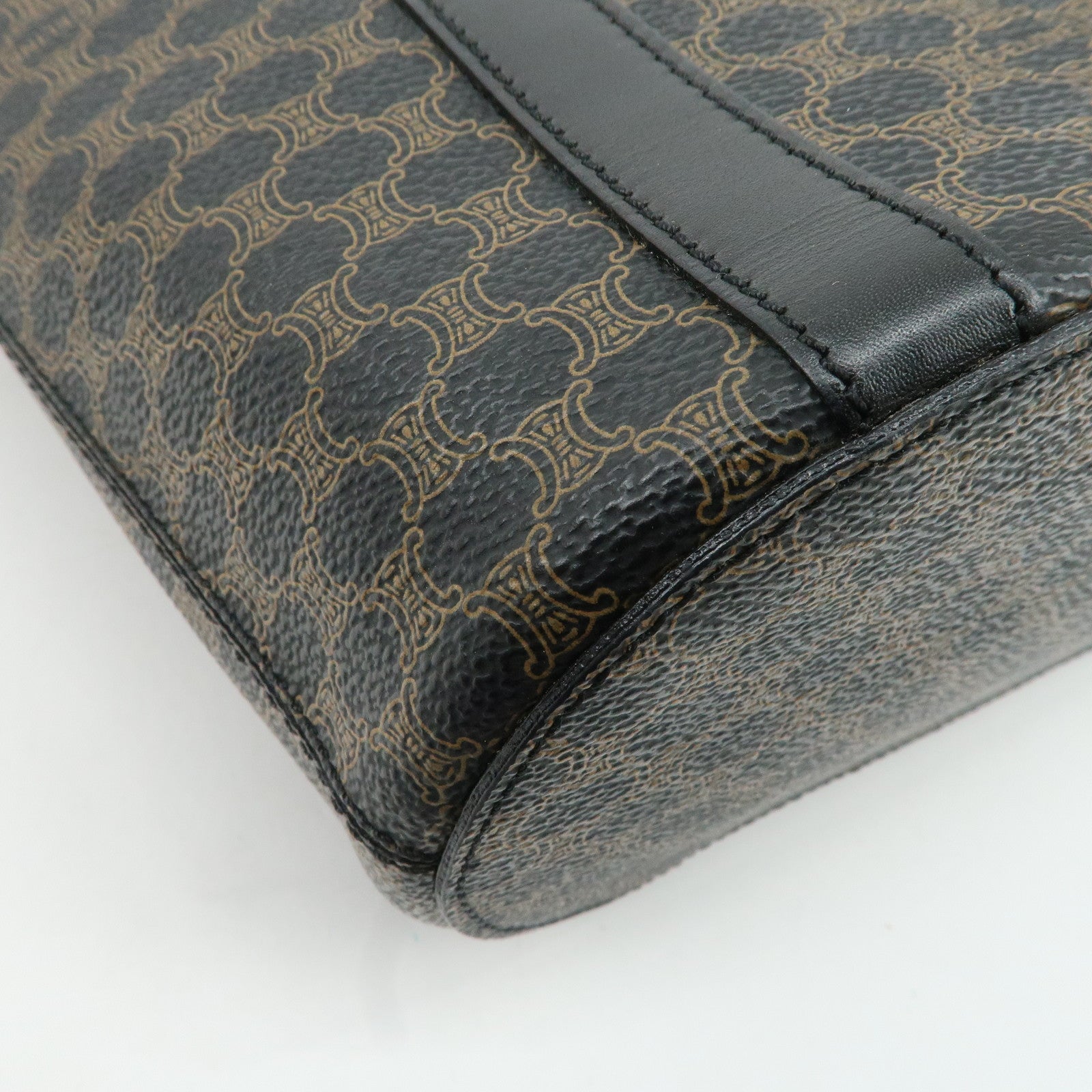 CELINE Macadam PVC Leather Tote Bag Shoulder Bag Brown Black Used