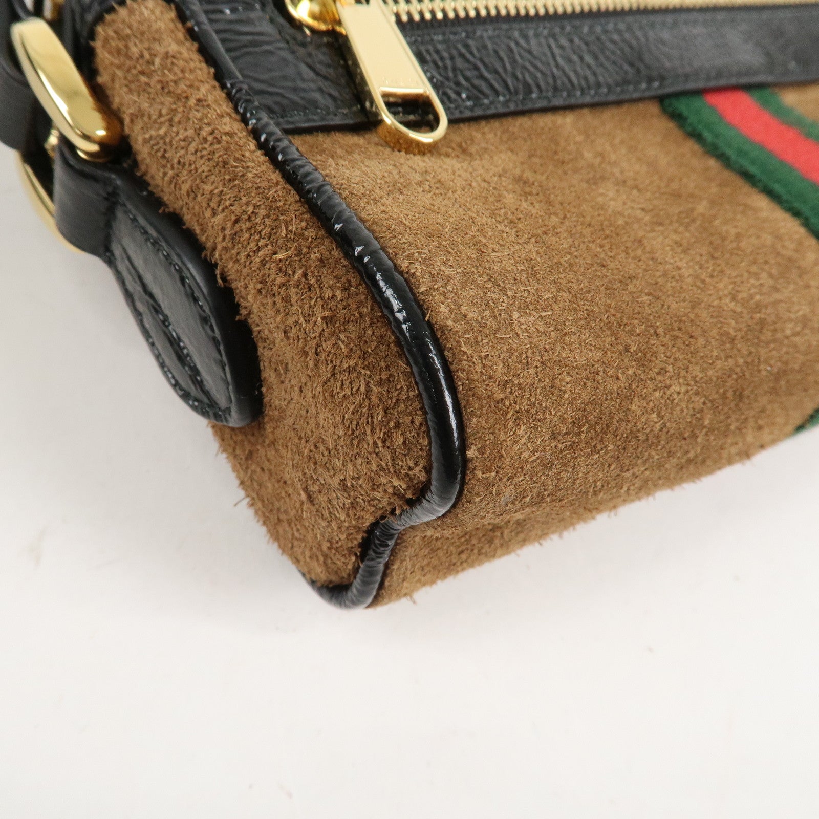 GUCCI Ophidia Sherry Suede Patent Leather Shoulder Bag 573321 Used