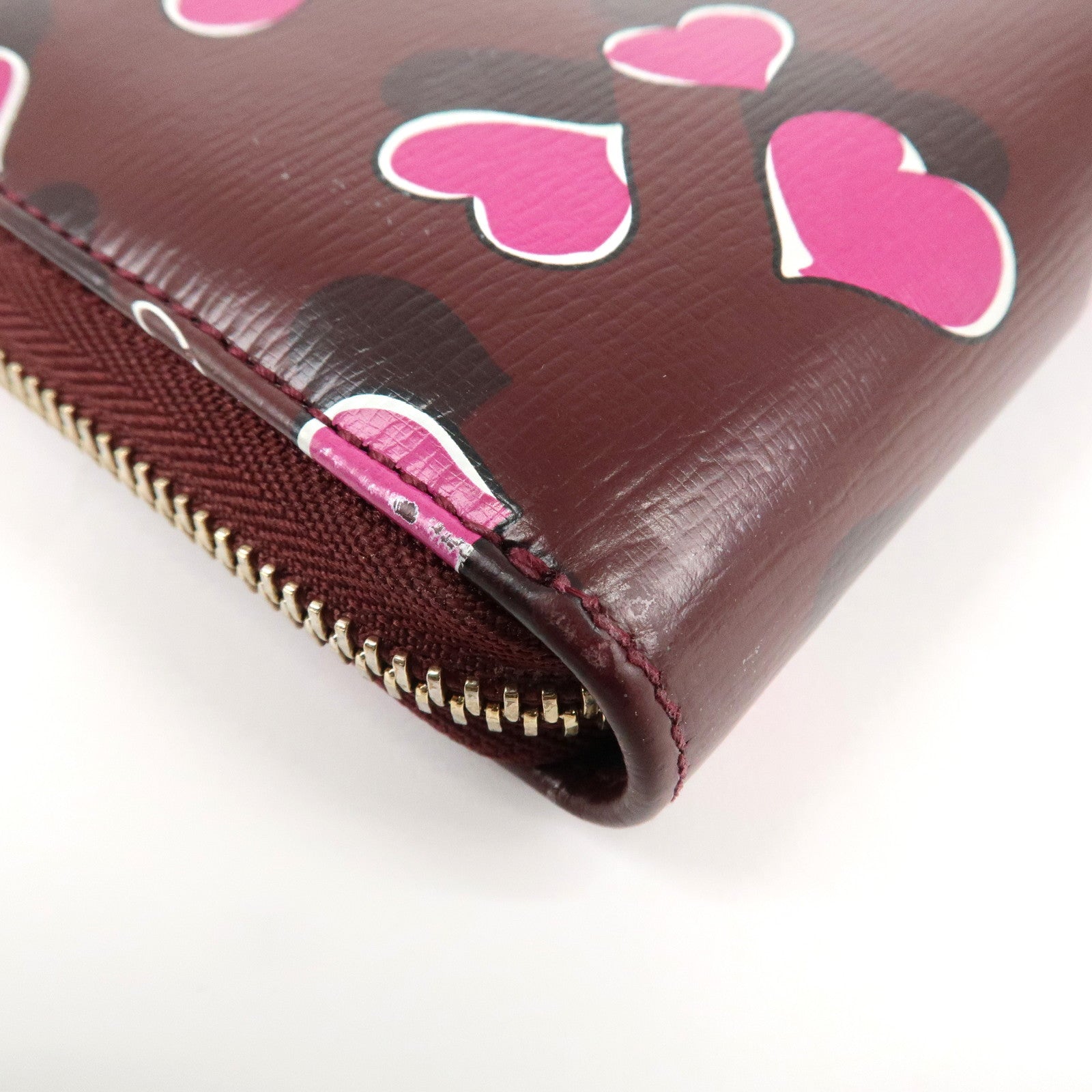 GUCCI Interlocking G Leather Long Wallet Heartbeat Print 309705 Used