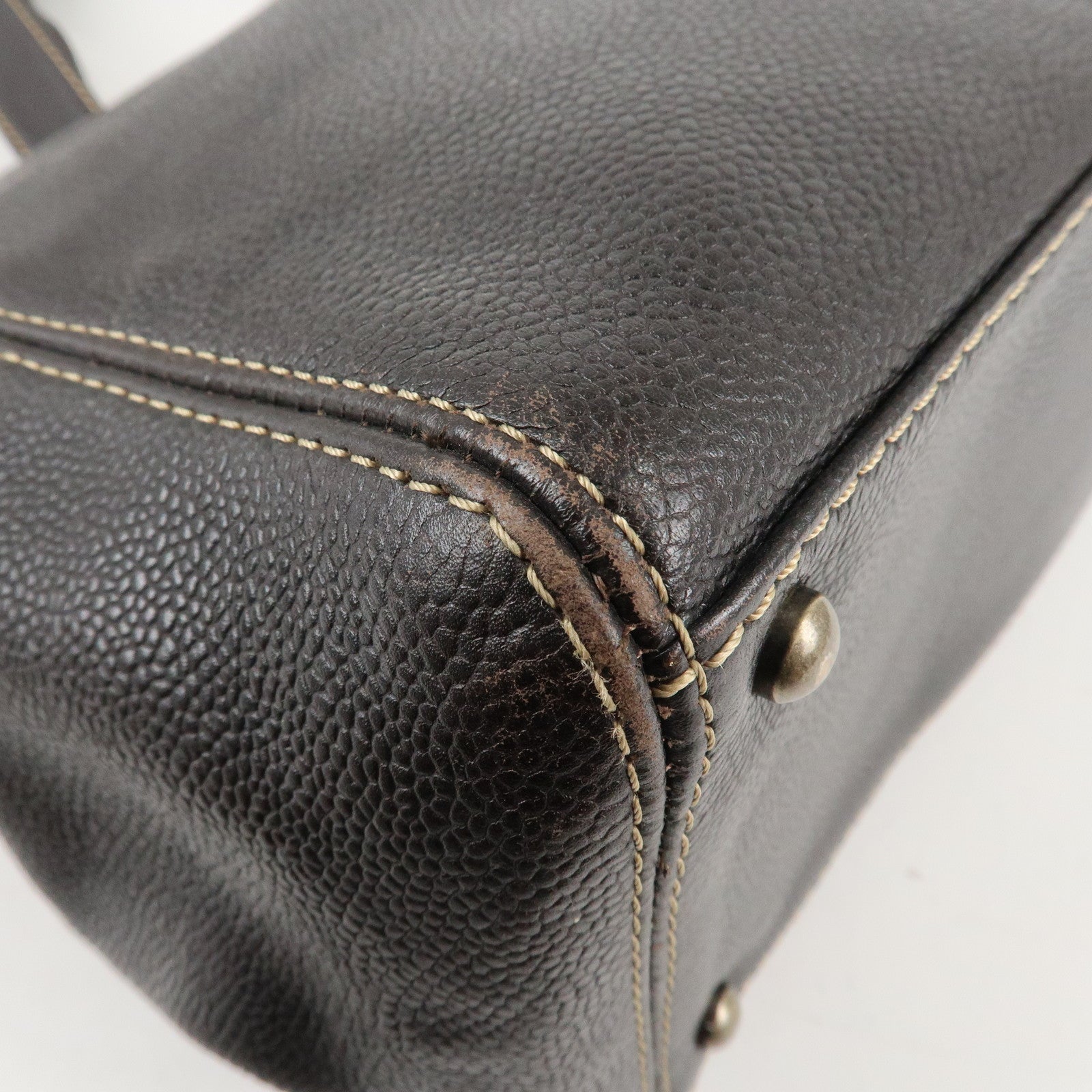 CHANEL COCO Mark Caviar Skin Hand Bag Tote Bag Brown Used