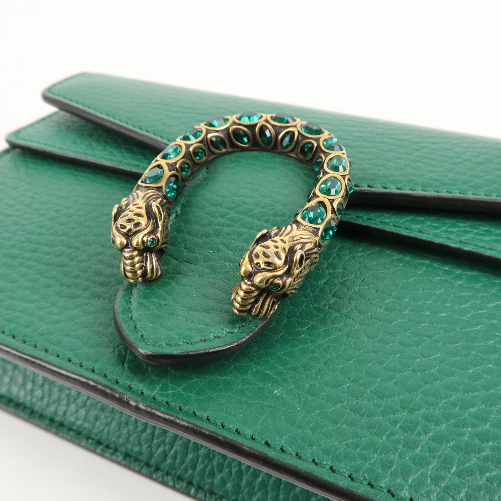 GUCCI Dionysus Leather Chain Shoulder Bag Green 476432 Used