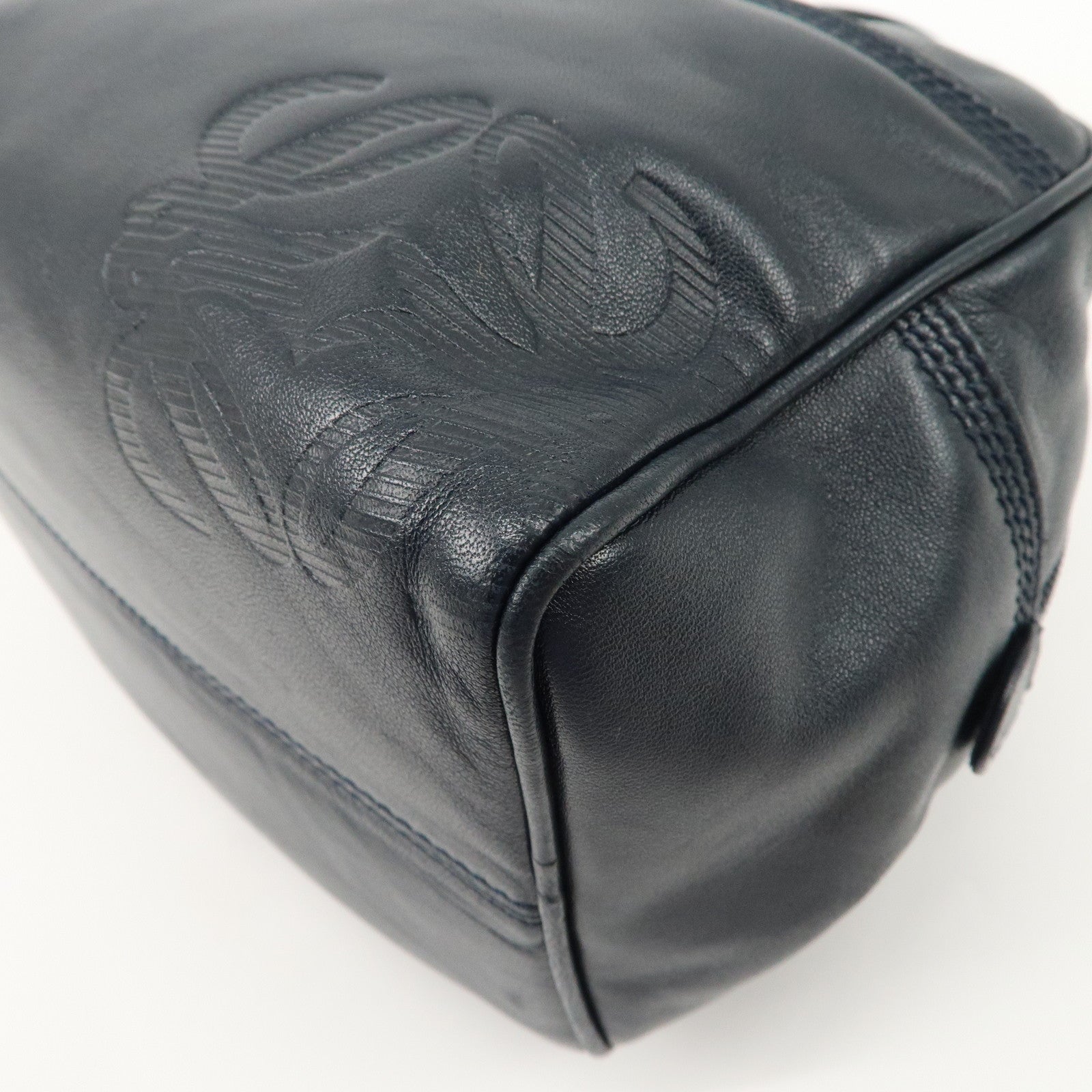 LOEWE Anagram Leather Mini Hand Bag Navy Used