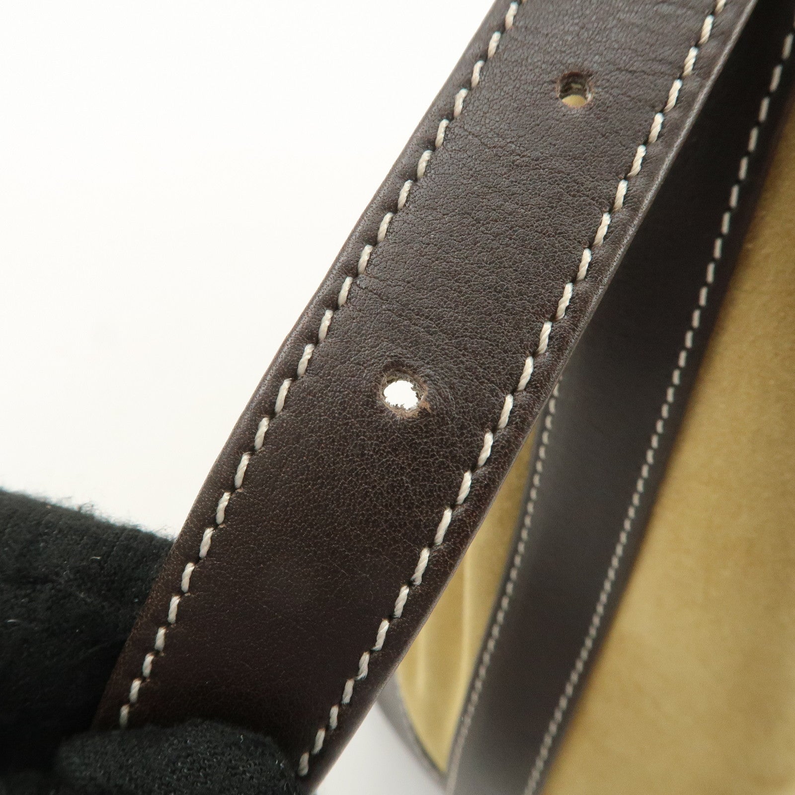 LOEWE Anagram Suede Leather Drawstring Shoulder Bag Beige Brown Used