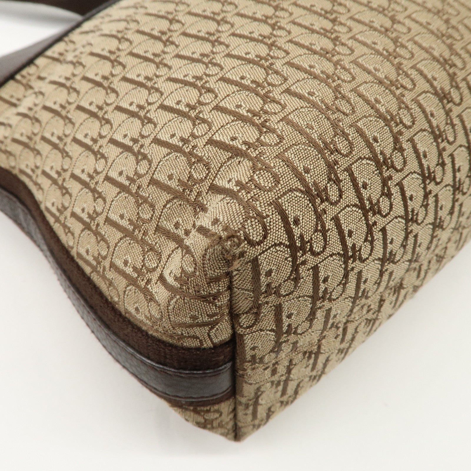 Christian Dior Trotter Canvas Leather Shoulder Bag Beige Brown Used