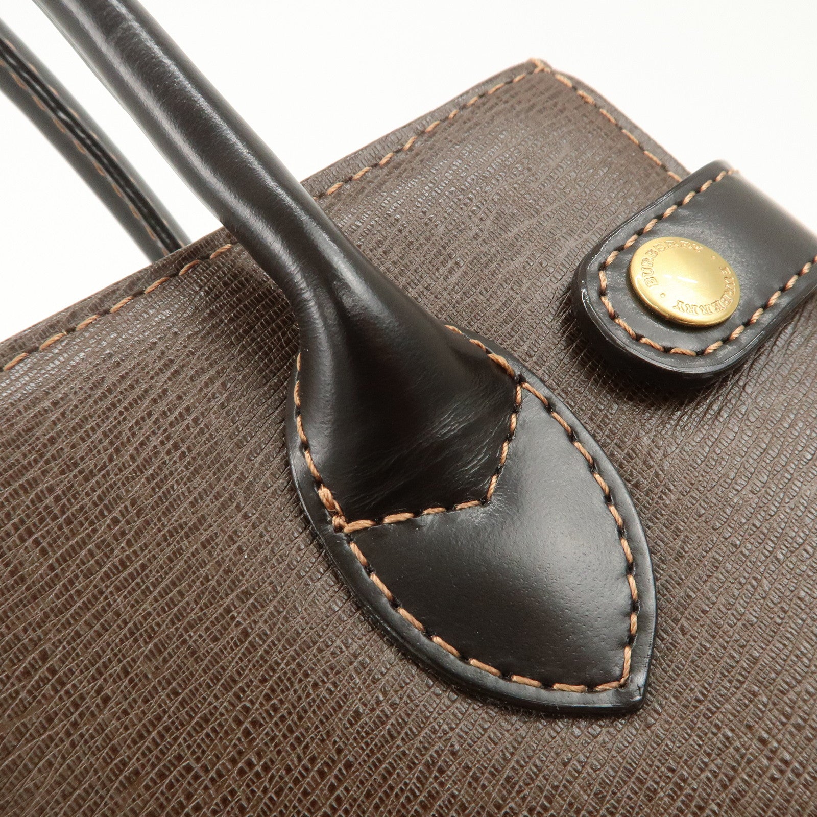 BURBERRY Leather Tote Bag Hand Bag Brown Used