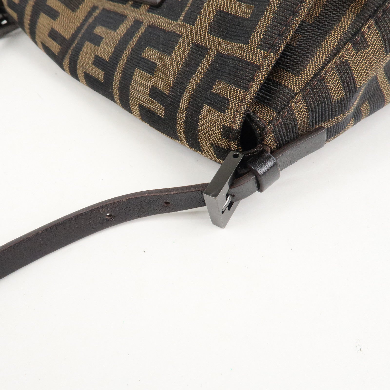 FENDI Mini Mamma Baguette Zucca Shoulder Bag Black Brown 8BR180 Used