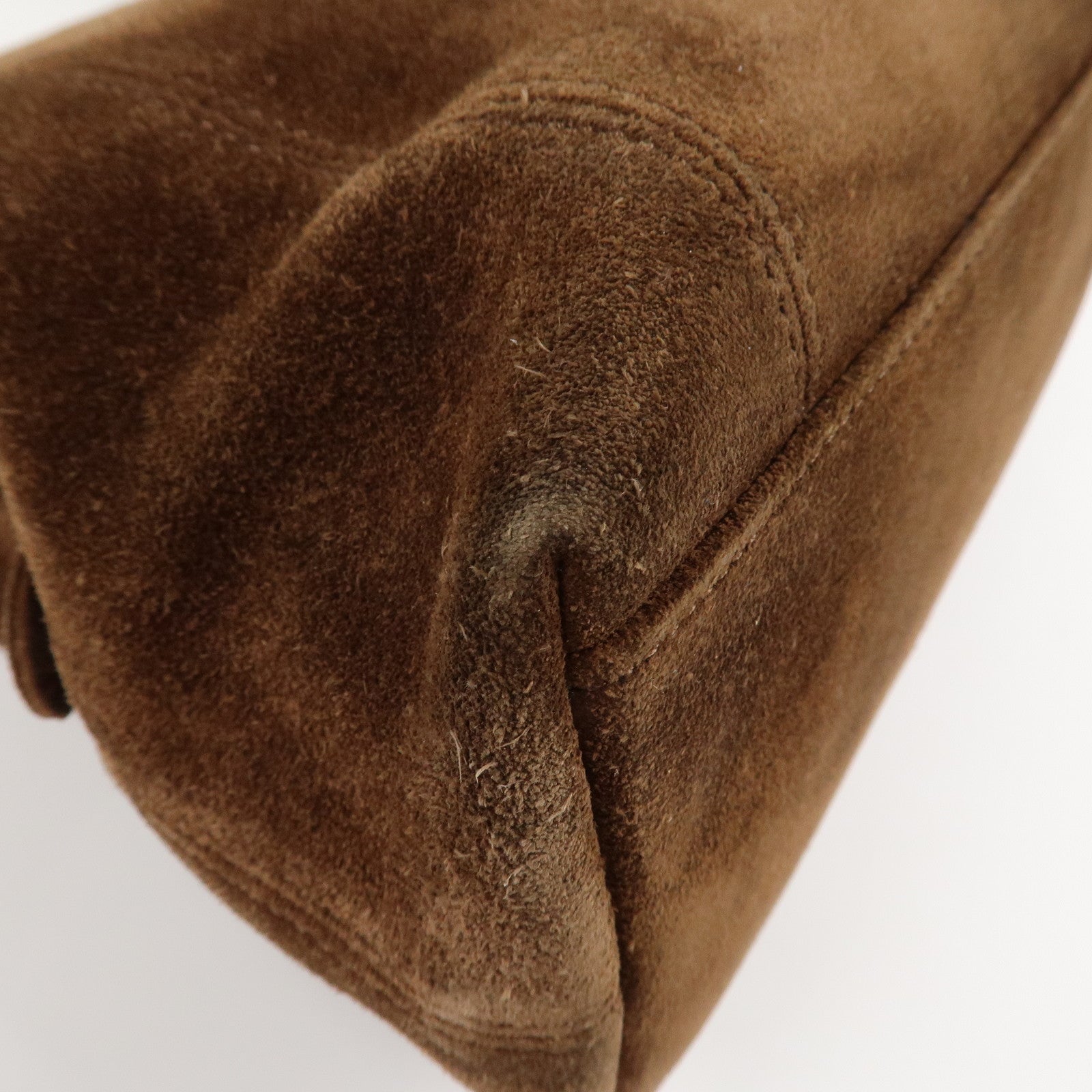 CHANEL Suede Tote Bag Shoulder Bag Hand Bag Brown Used