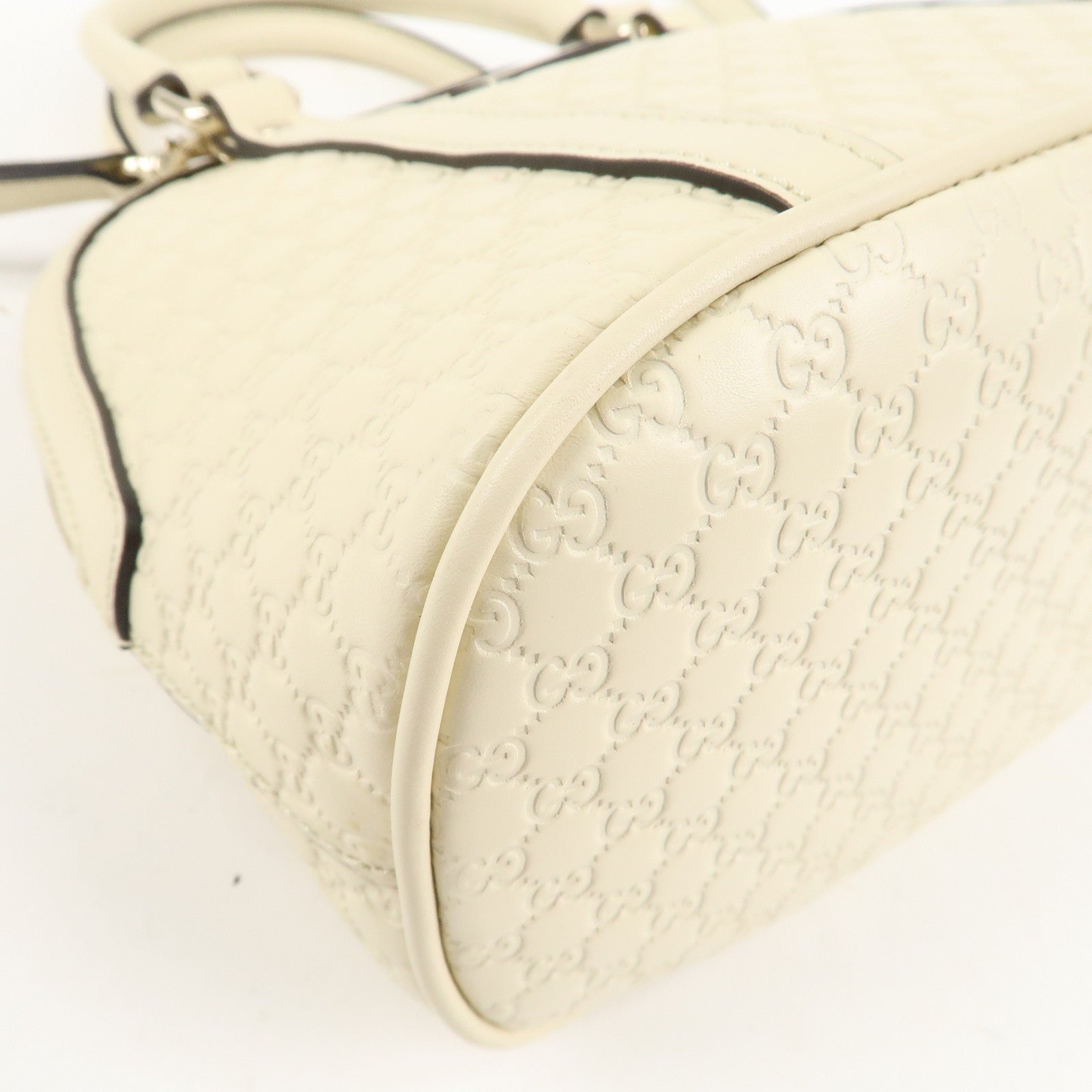 GUCCI Micro Guccissima Leather 2WAY Bag Hand Bag Ivory 449654 Used