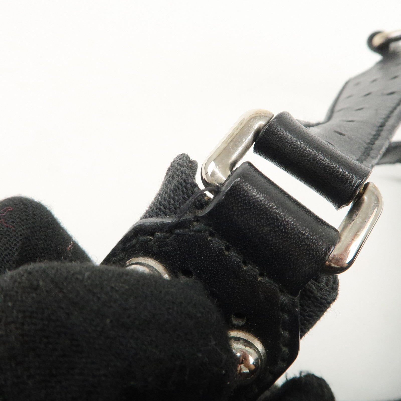 GUCCI Interlocking G Canvas Leather One Shoulder Bag Black 114869 Used