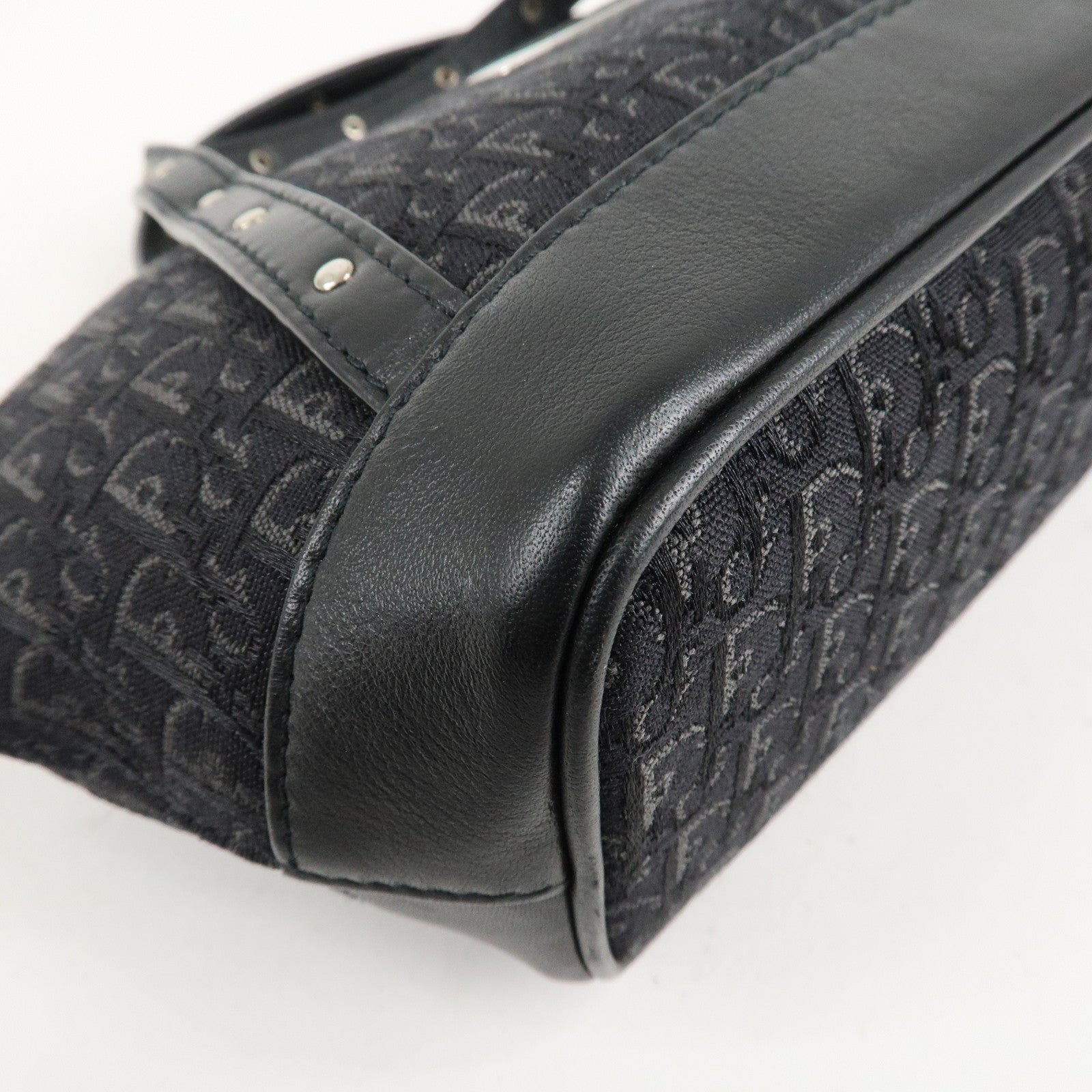 Christian Dior Trotter Canvas Leather Shoulder Bag Hand Bag Black Used