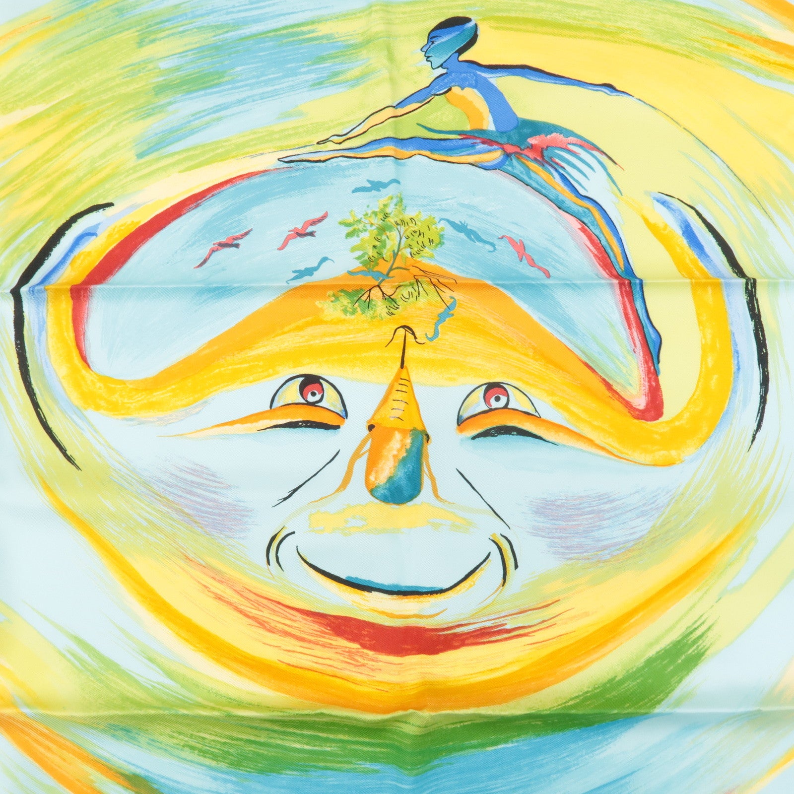 HERMES Carre 90 Silk 100% Scarf Smiles in Third Millenary Used