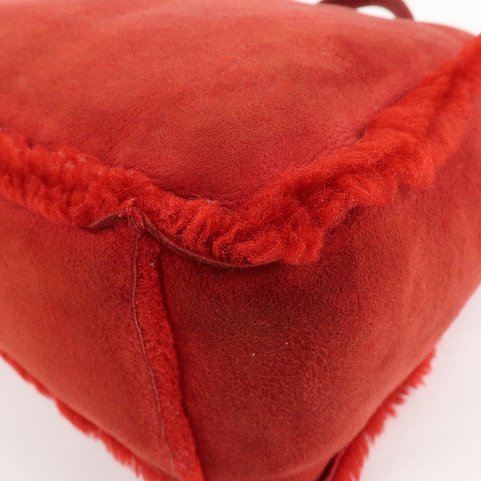CHANEL Mouton Suede Tote Bag Hand Bag Shoulder Bag Red Used