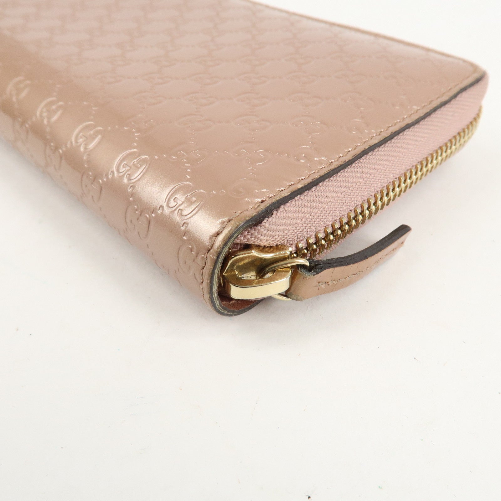 GUCCI Micro Guccissima Patent Leather Zippy Long Wallet 258406 Used