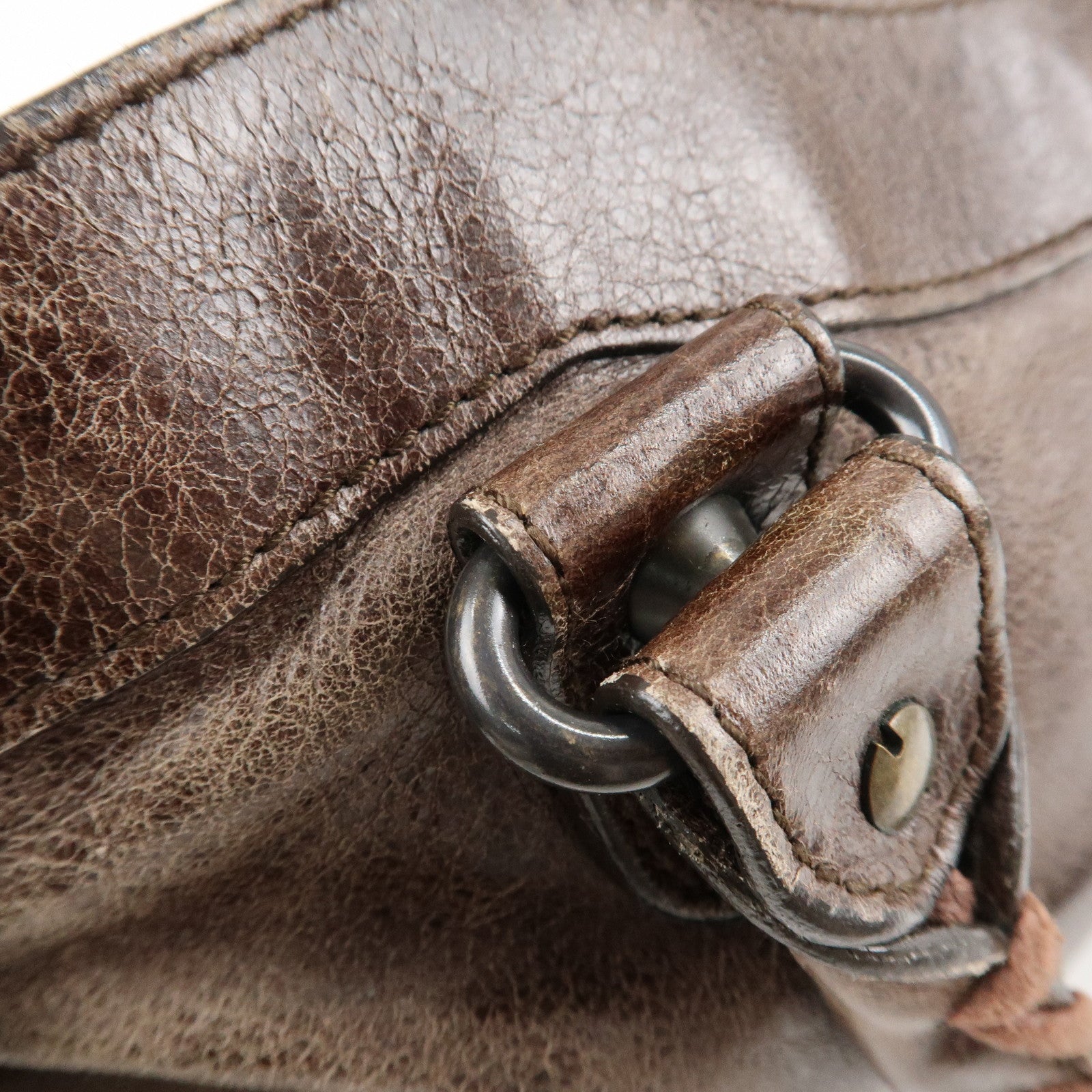 BALENCIAGA The First Leather 2Way Bag Hand Bag Brown 103208 Used