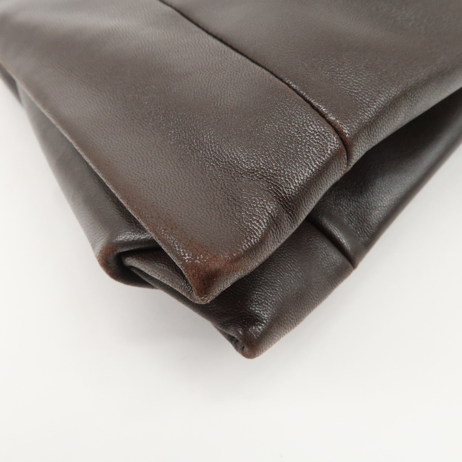 LOEWE Anagram Leather Shoulder Bag Hand Bag Gold HDW Brown Used