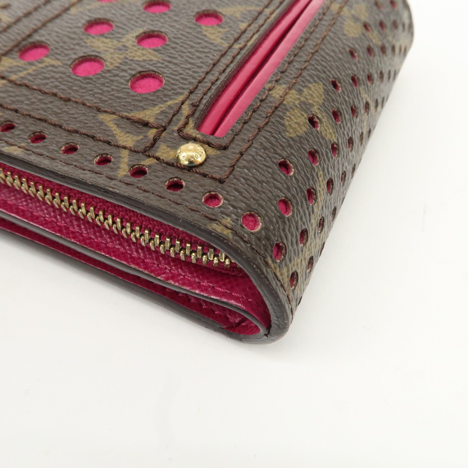 Louis Vuitton Monogram Perfor Compact Zip Wallet Fuchsia M95188 Used