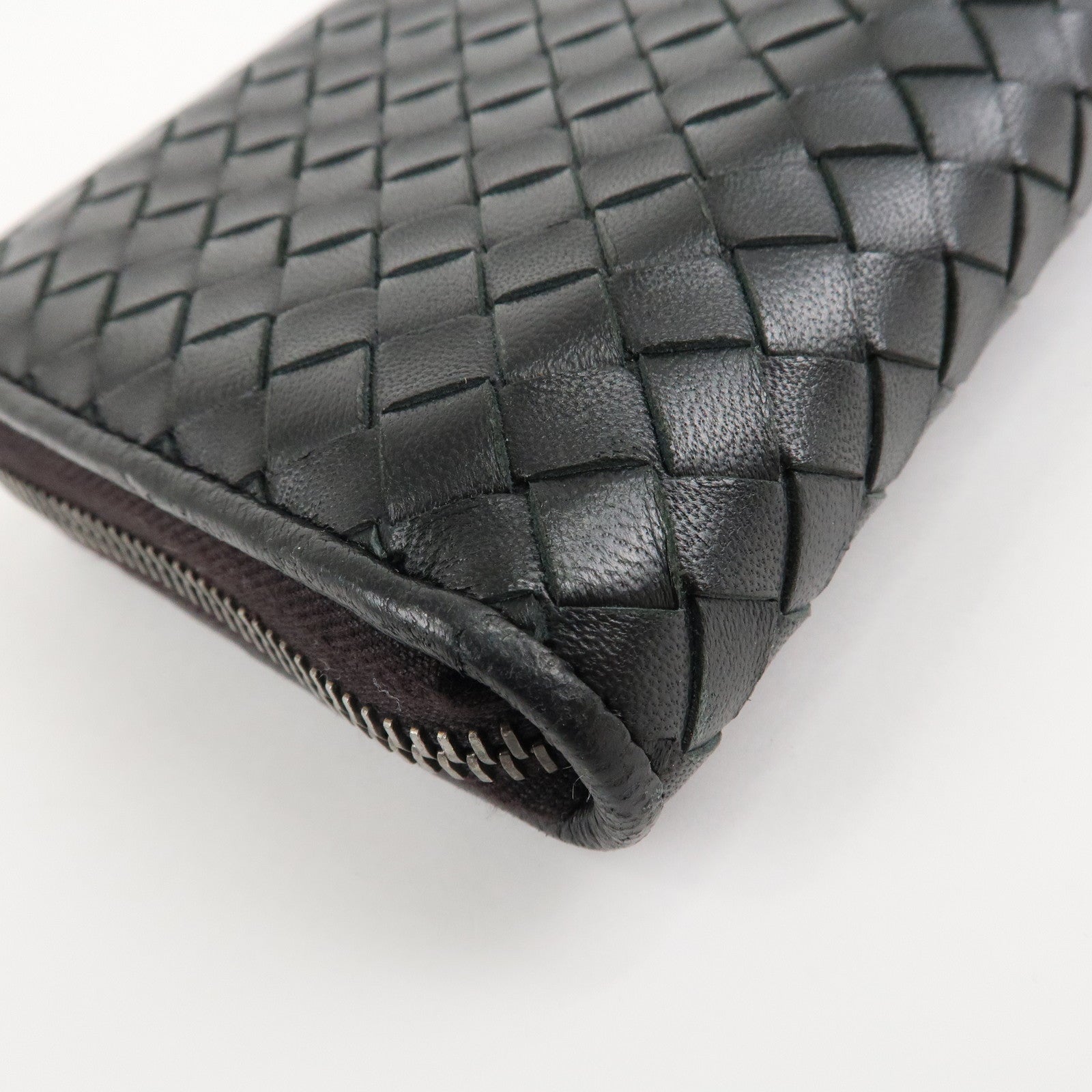 BOTTEGA VENETA Intrecciato Leather Round Fauna Long Wallet Used