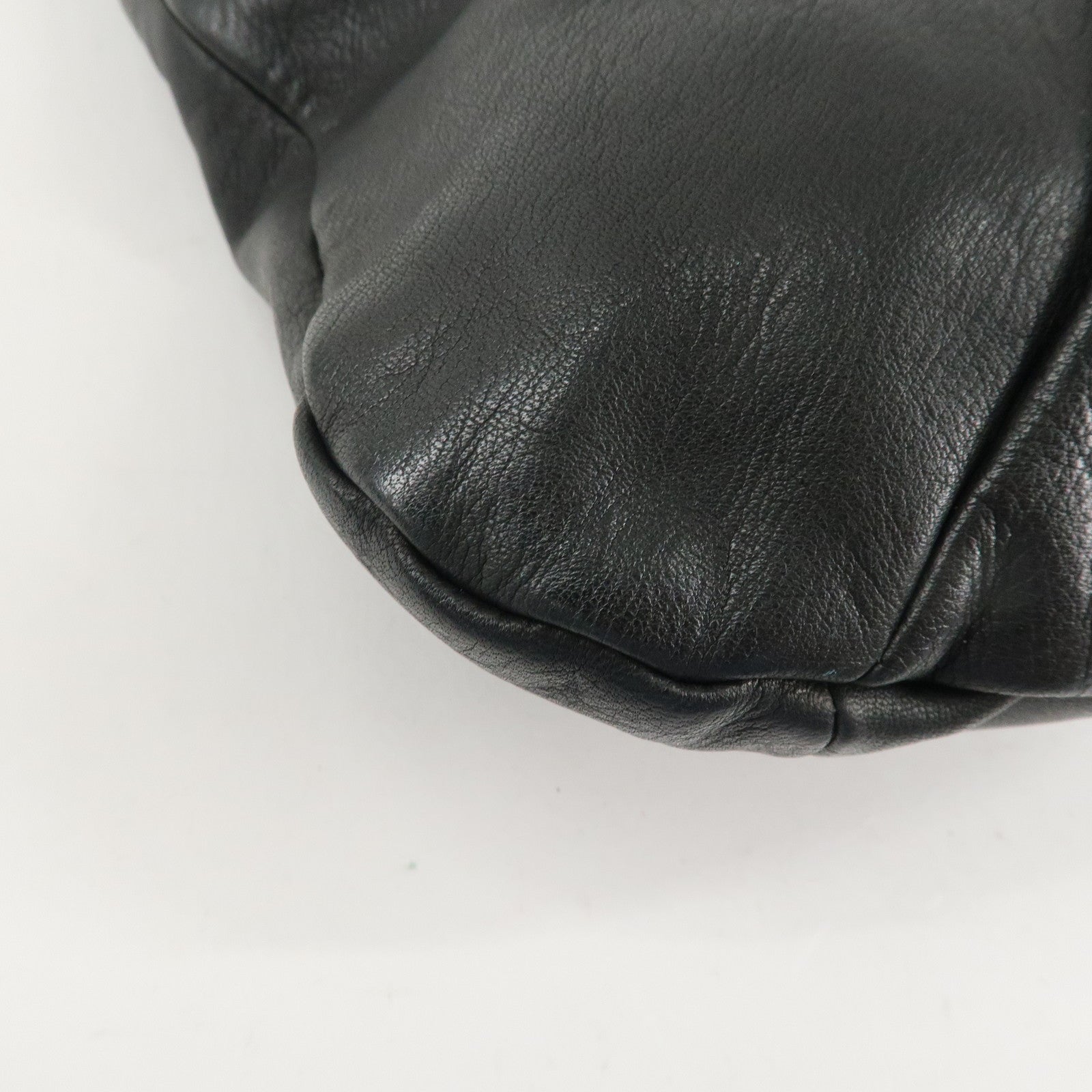 Ferragamo Gancini Leather Shoulder Bag Hand Bag Black Used