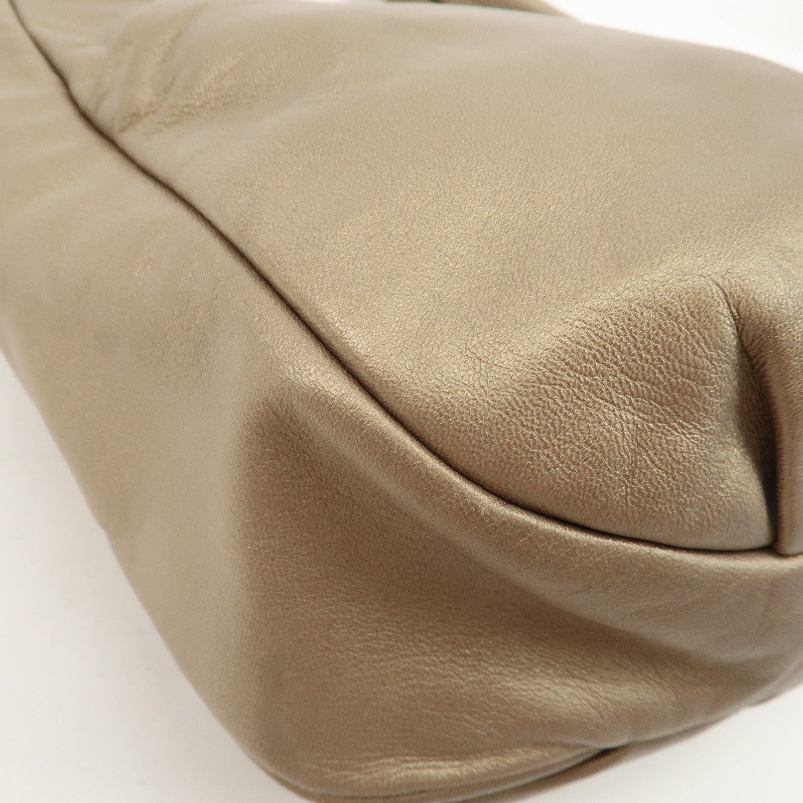 LOEWE Leather Viento One Shoulder Bag Gold Used