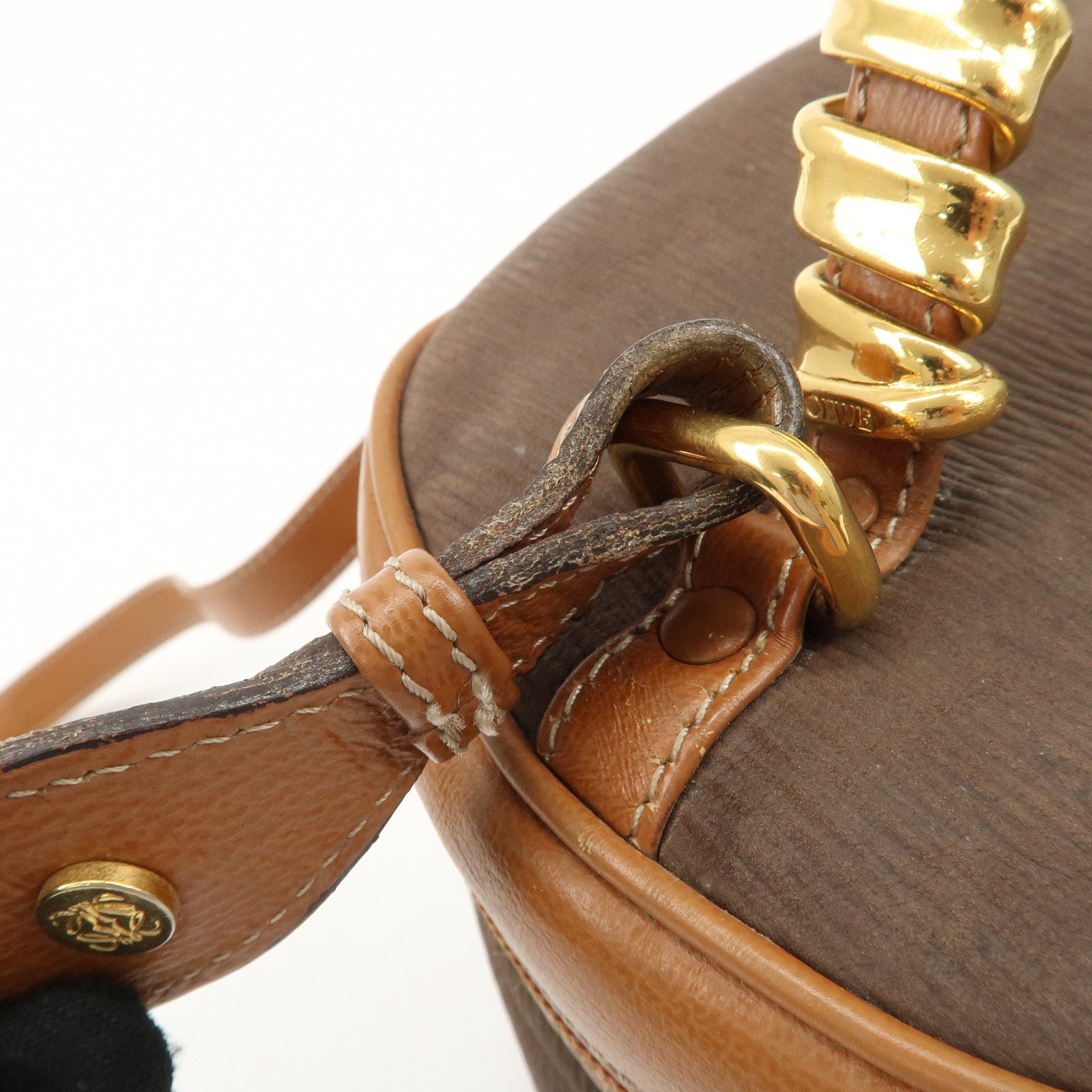 LOEWE Velazquez Suede Leather 2 Way Bag Brown Dark Brown Used