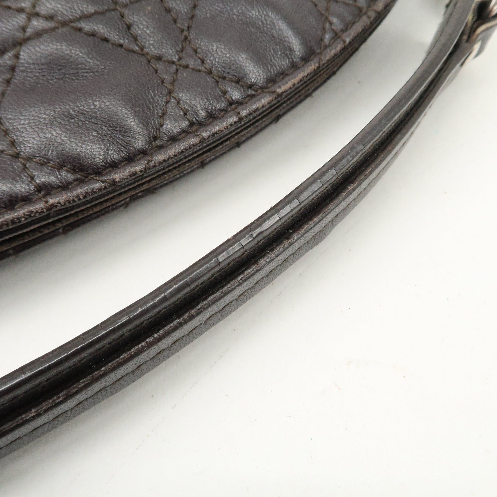 Christian Dior Cannage Leather Chain Shoulder Bag Logo Charm Used