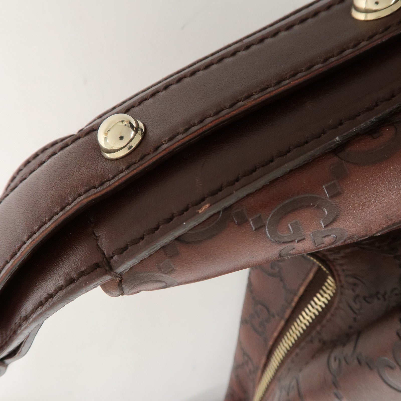 GUCCI Horsebit Guccissima Leather Shoulder Bag Dark Brown 115867 Used