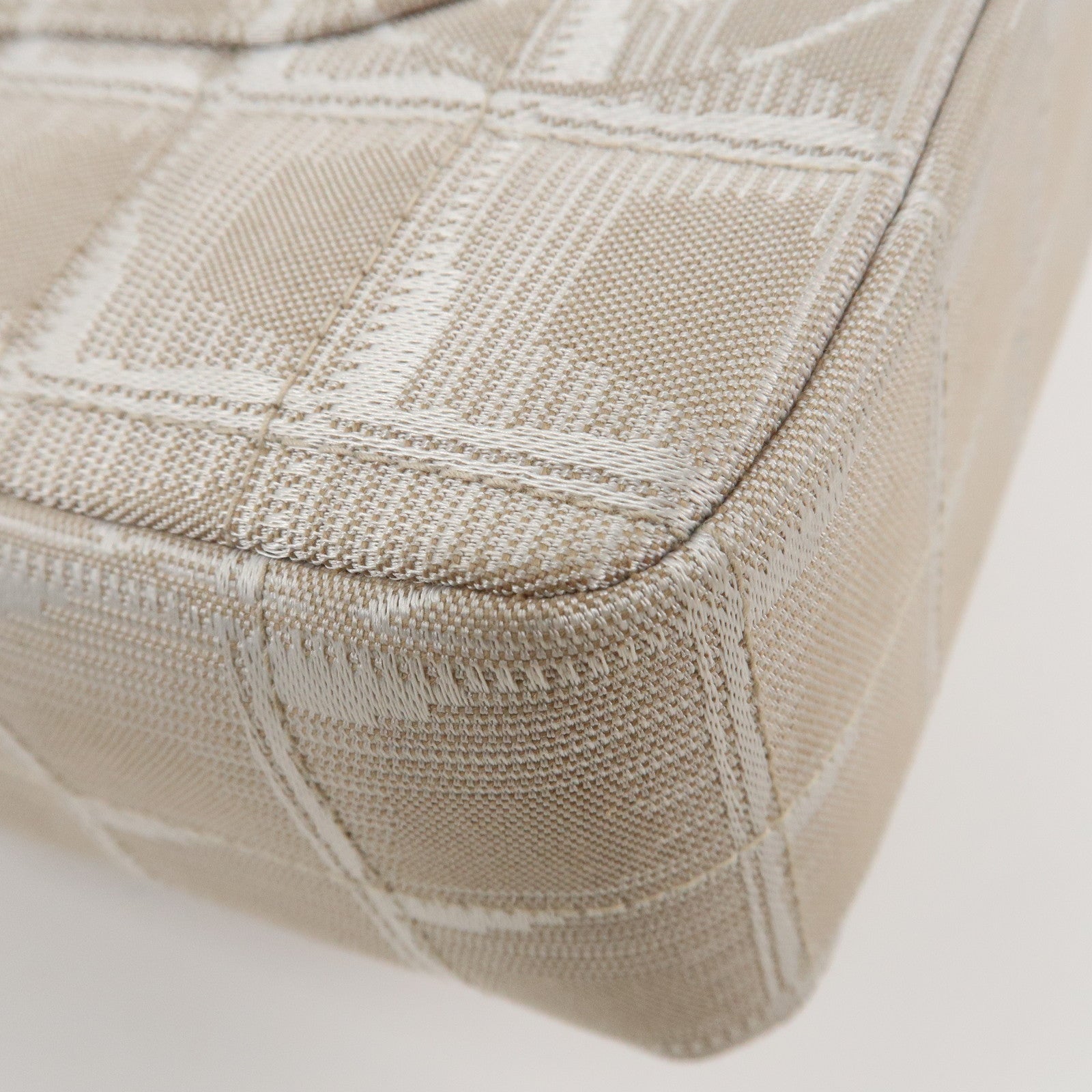 CHANEL Travel Line Chocolate Bar Nylon Jacquard Chain Bag A15285 Used