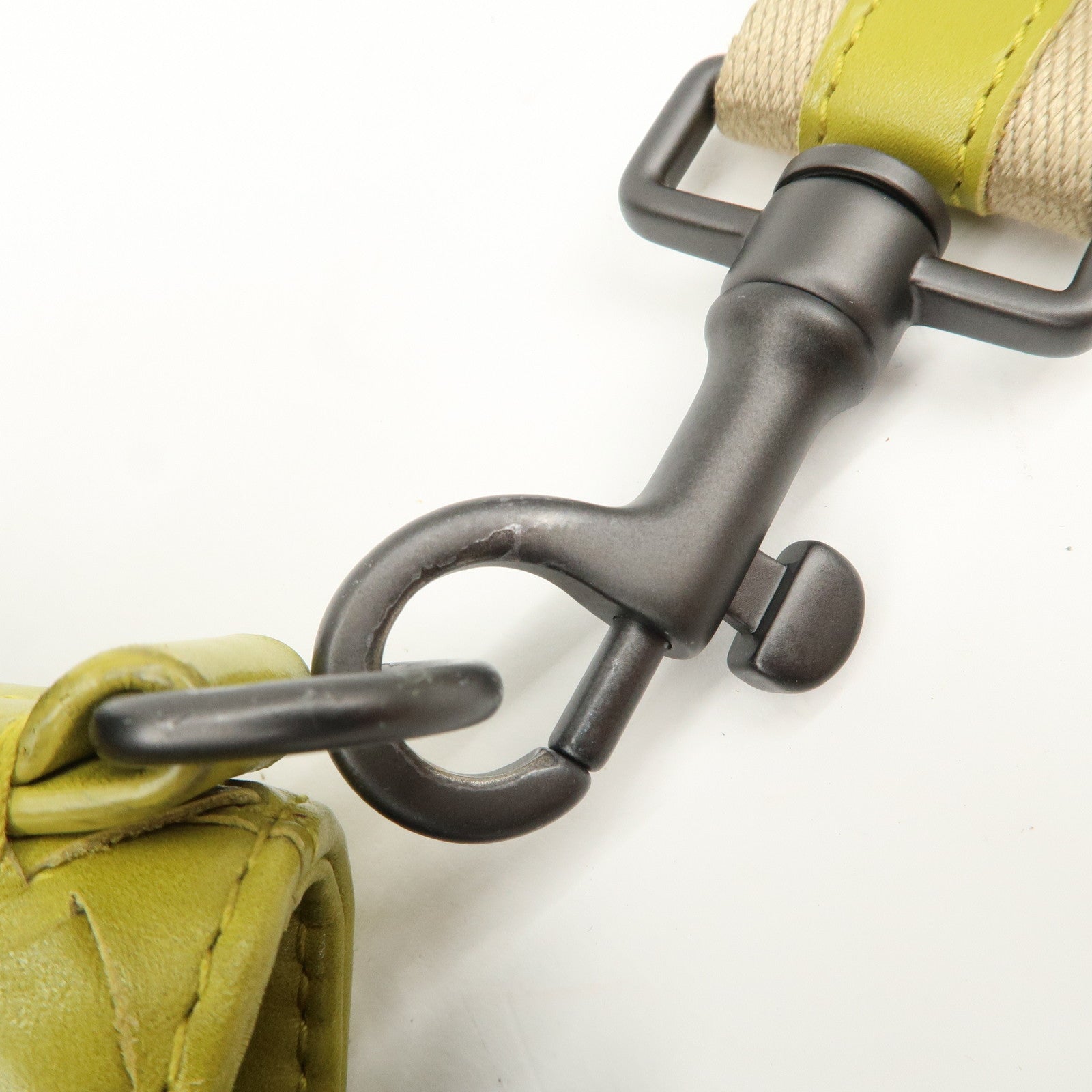 BOTTEGA VENETA Intrecciato Leather Shoulder Bag Yellow Used