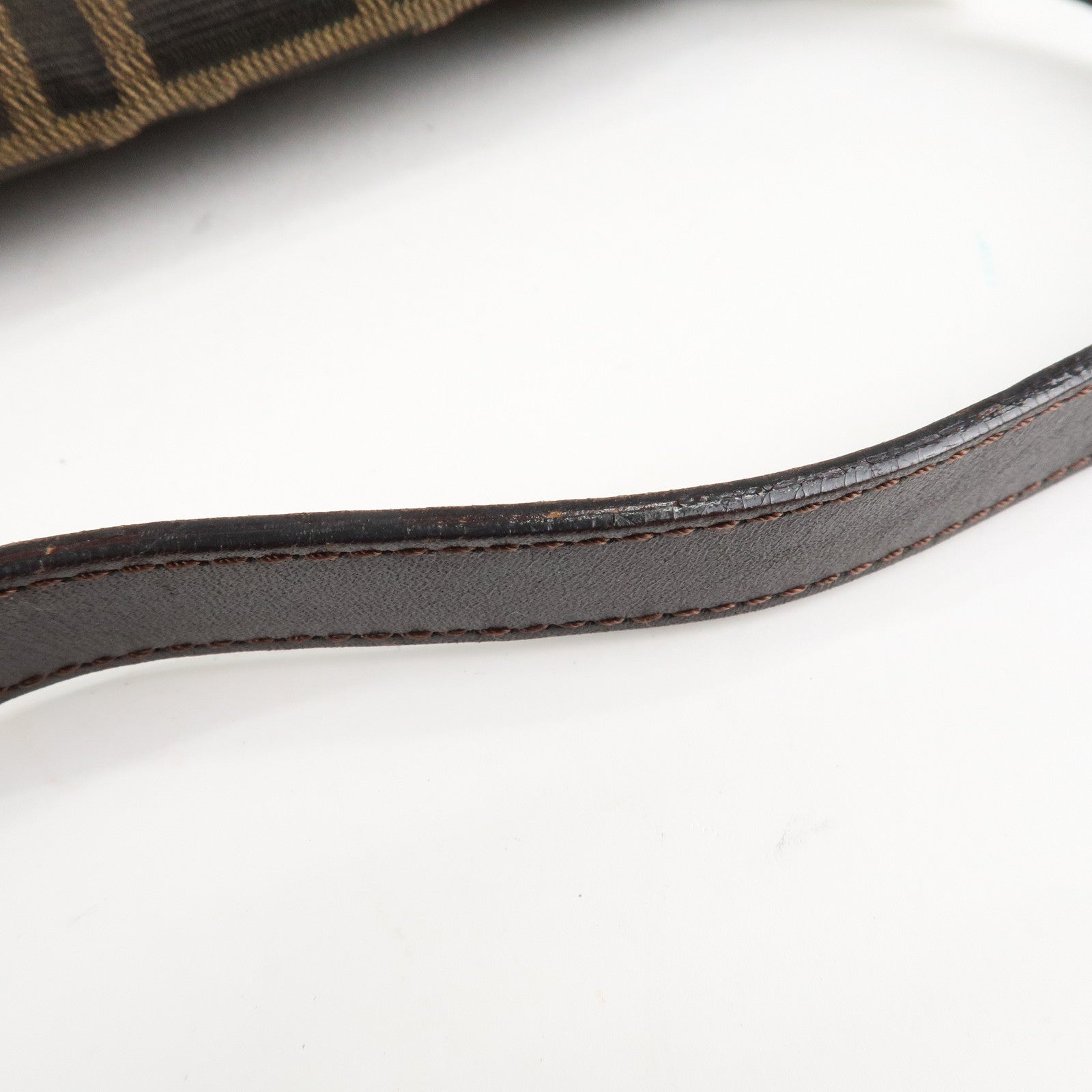 FENDI Zucca Mamma Baguette Canvas Shoulder Bag Brown Black 26424 Used