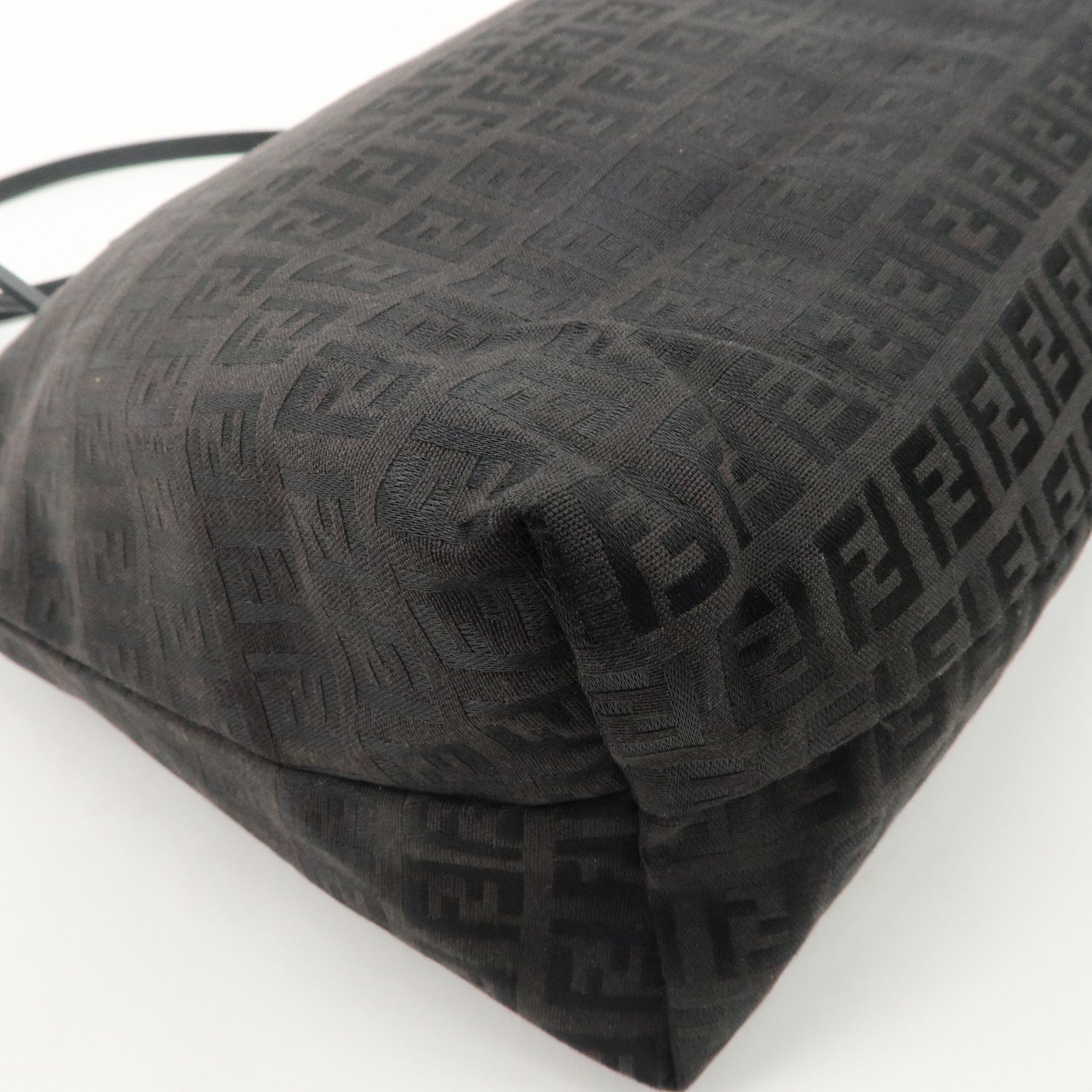 FENDI Zucchino Canvas Leather Tote Bag Brown Black 8BH023 Used