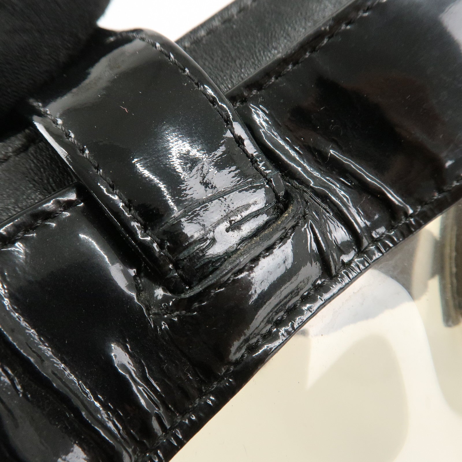 CHANEL PVC Patent Leather Vinyl Triple COCO Mark Tote Bag Black Used