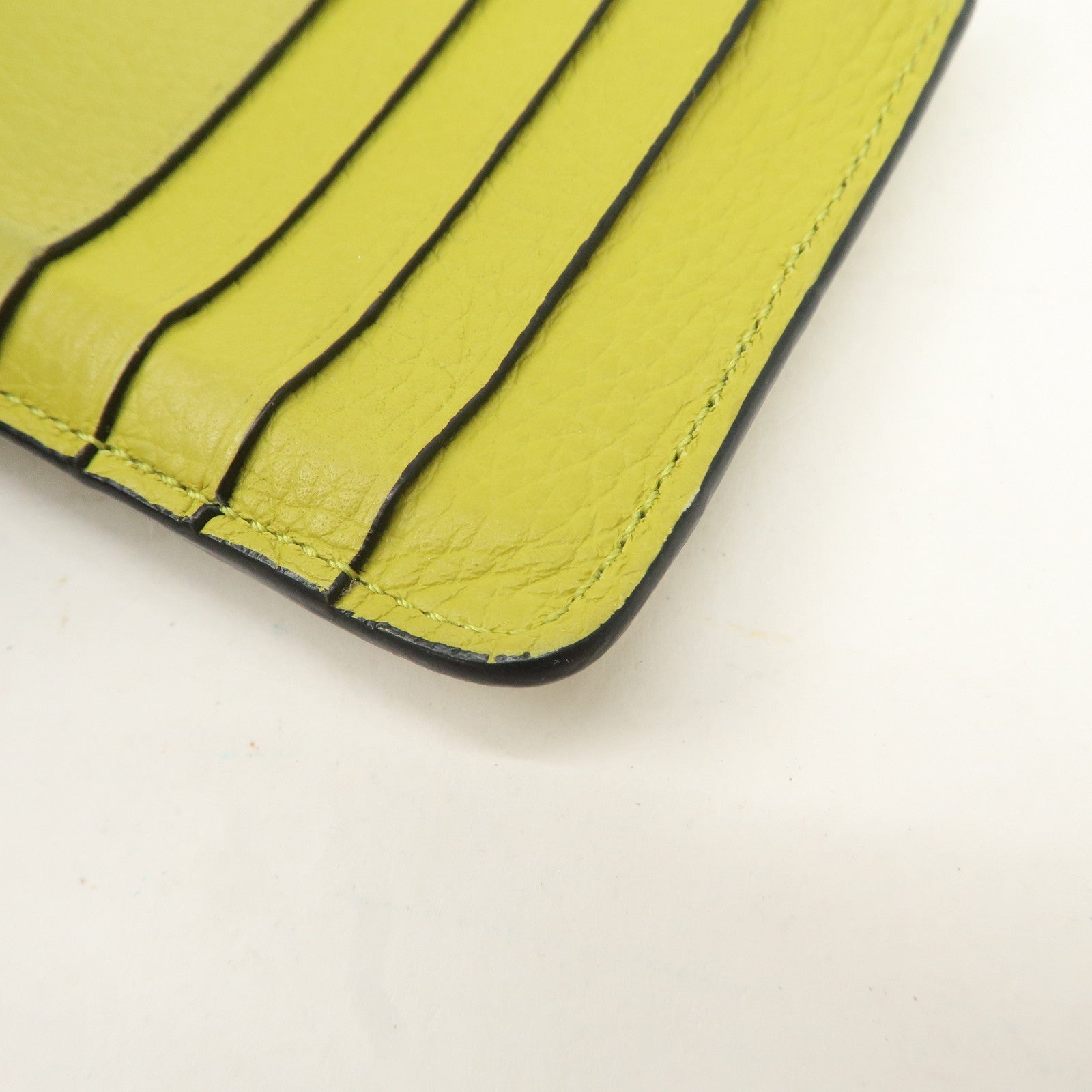 LOEWE Anagram Leather Coin Case Fragment Case Yellow Khaki Used