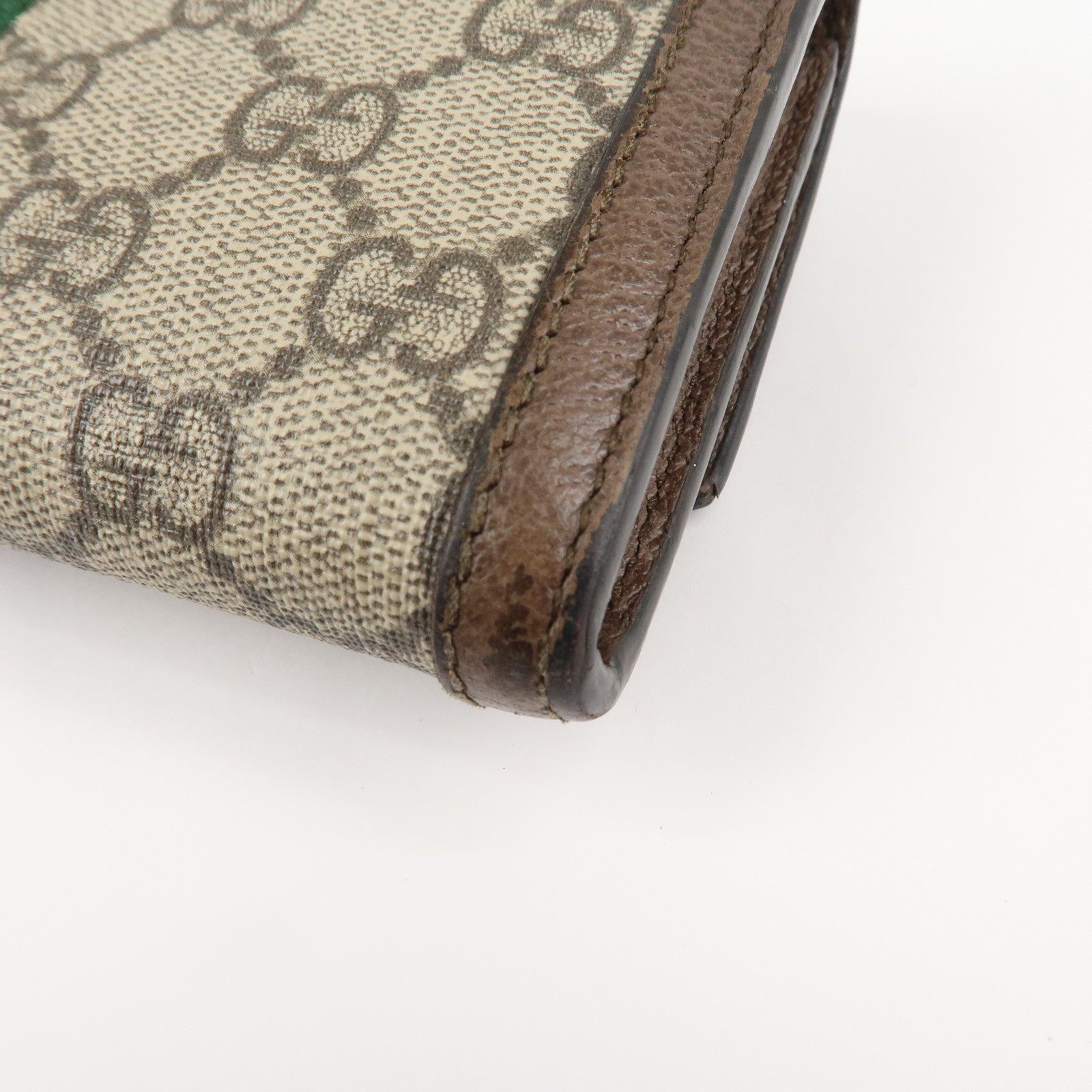 GUCCI Ophidia Sherry GG Supreme Leather Bi-fold Long Wallet 523153 Used