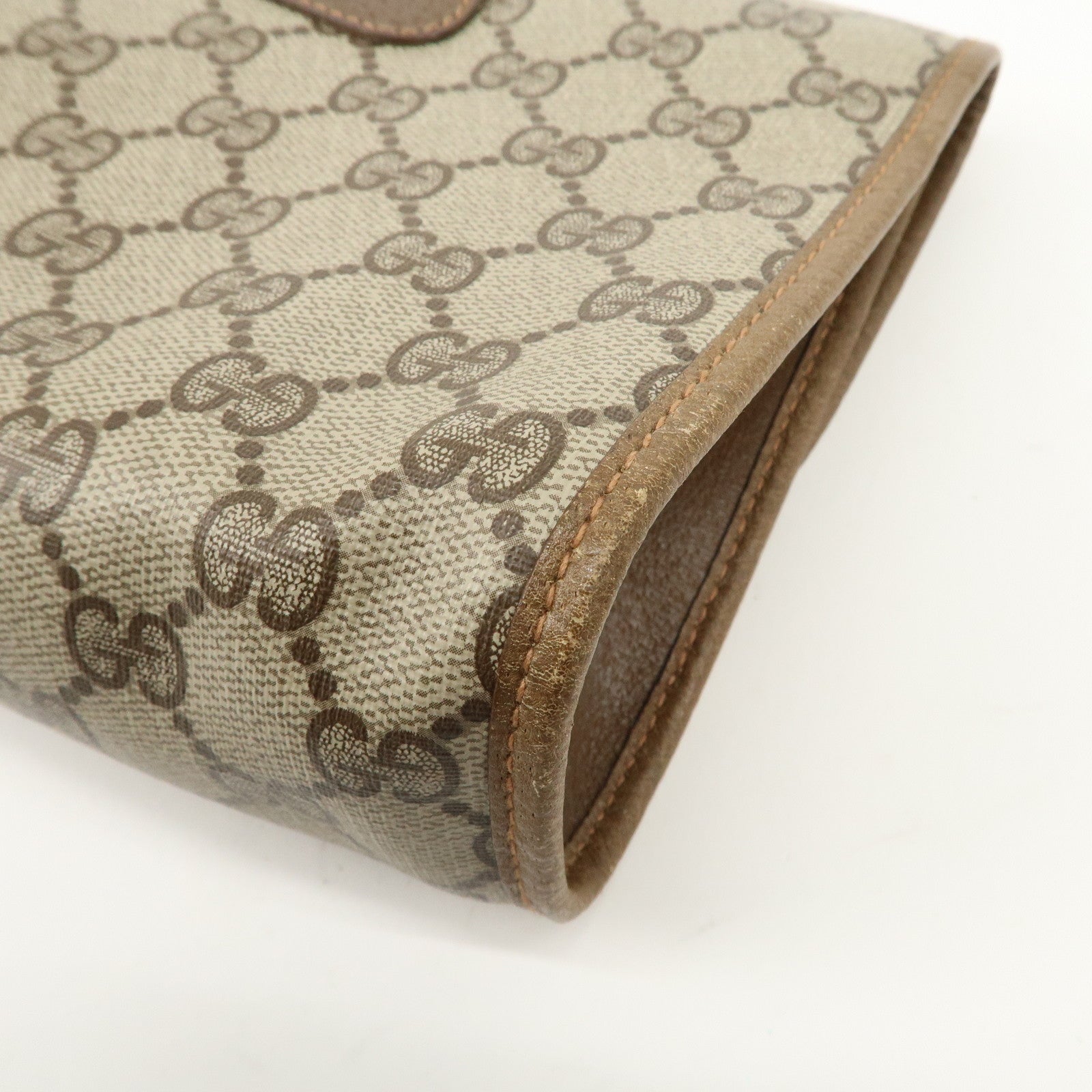 GUCCI Old Gucci Sherry GG Plus Leather Clutch Bag 89.01.030 Used