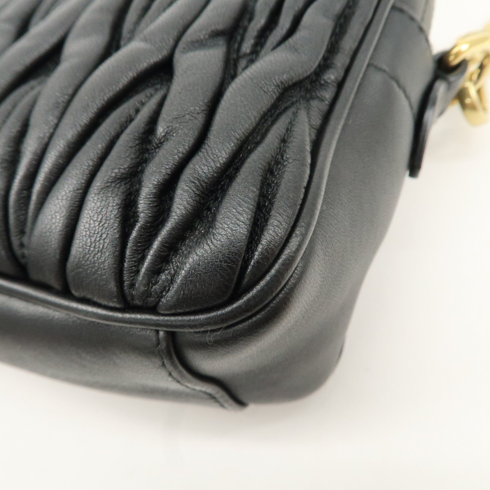 MIU MIU Matelasse Leather Chain Shoulder Bag Crossbody Bag Black Used